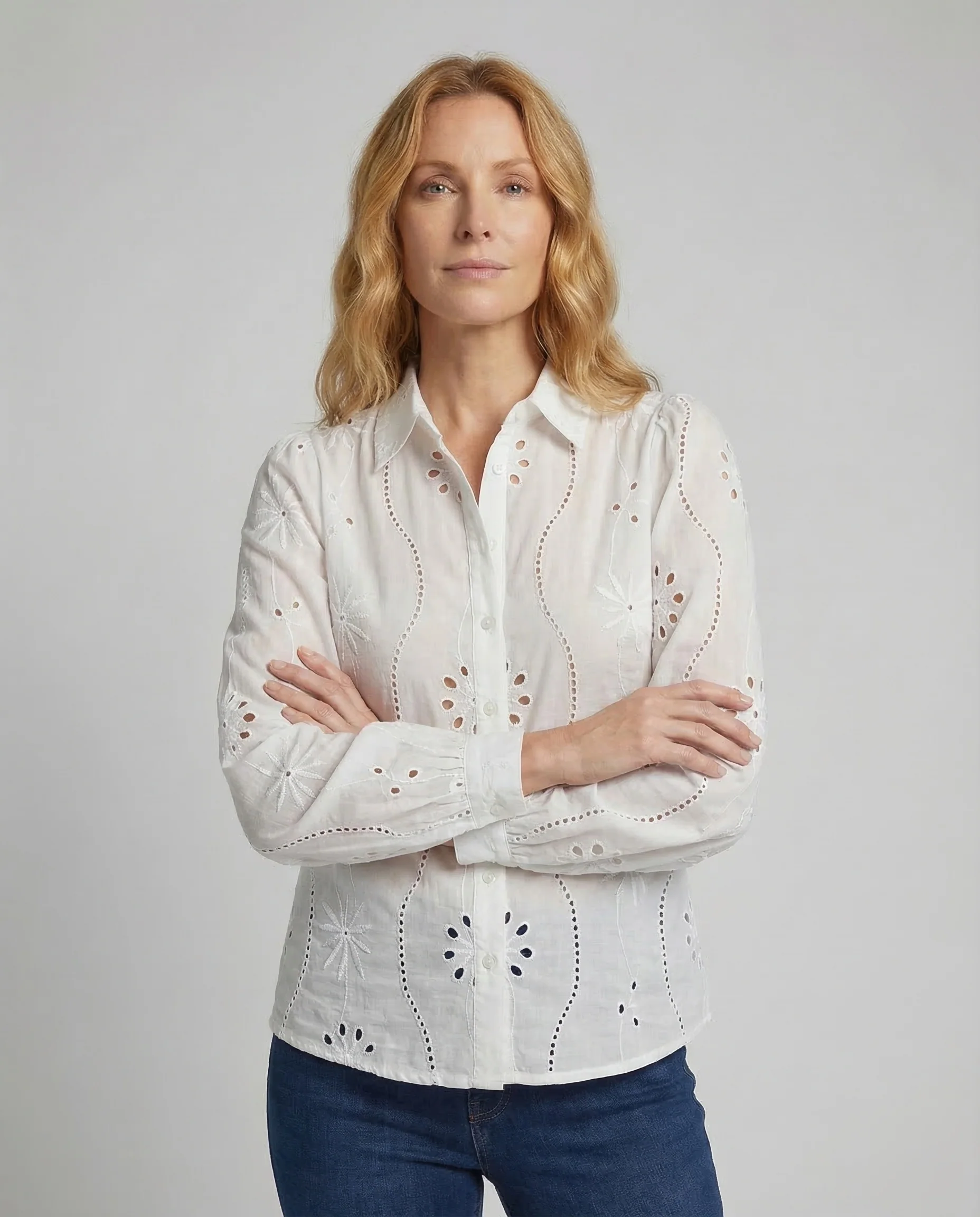 Damen Lochstickerei Bluse - Image 2