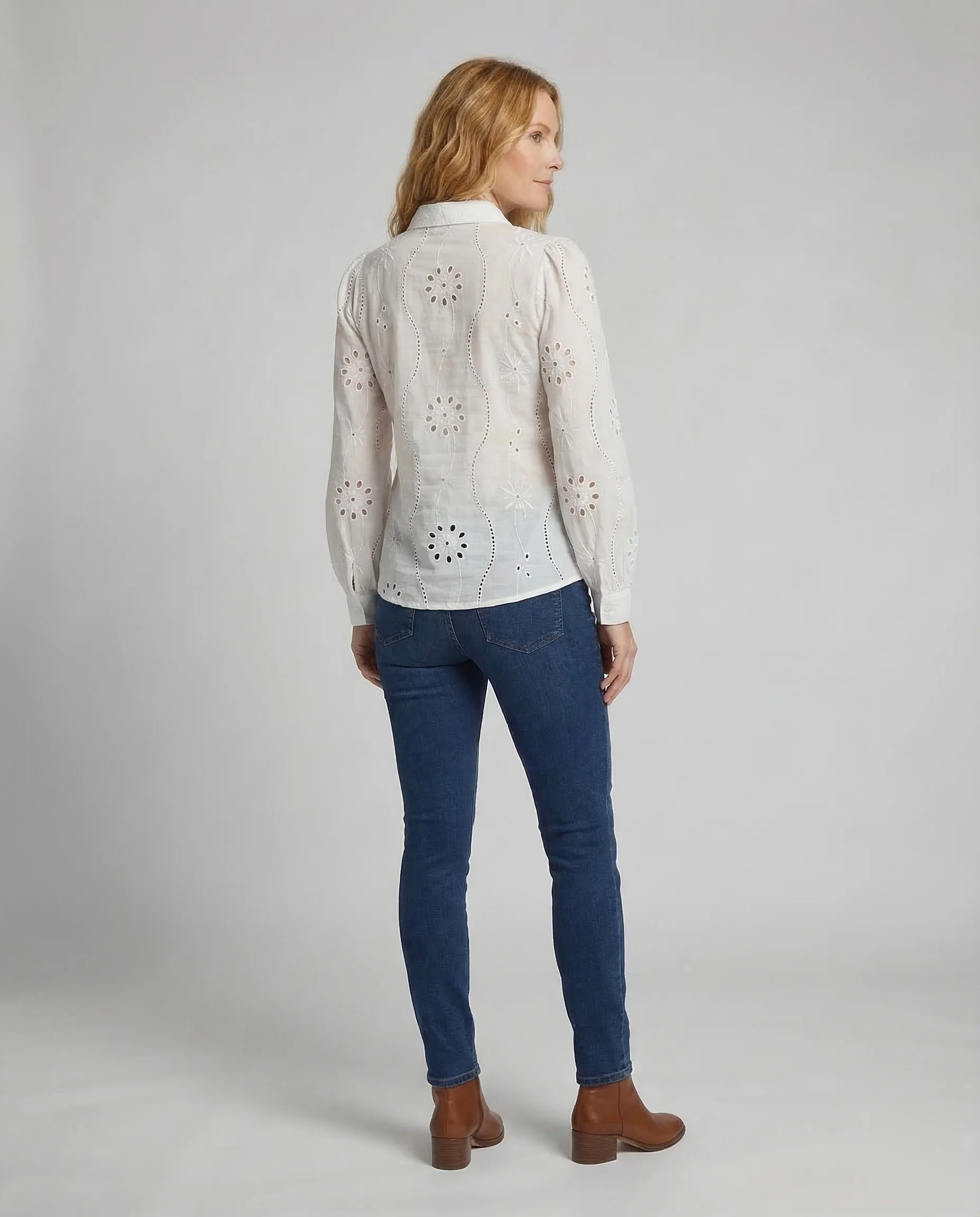Damen Lochstickerei Bluse - Image 4