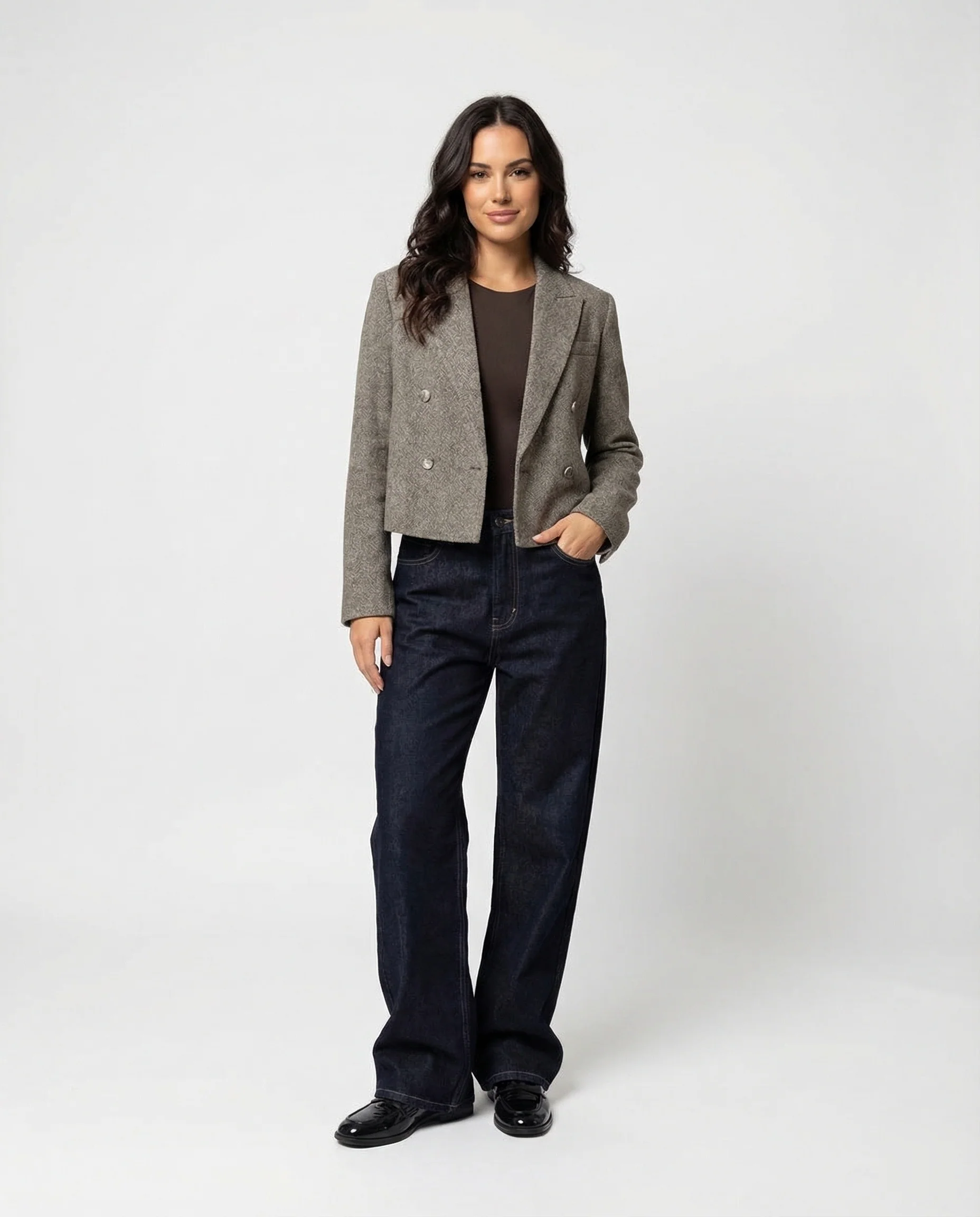 Damen High Waist Denim Hose