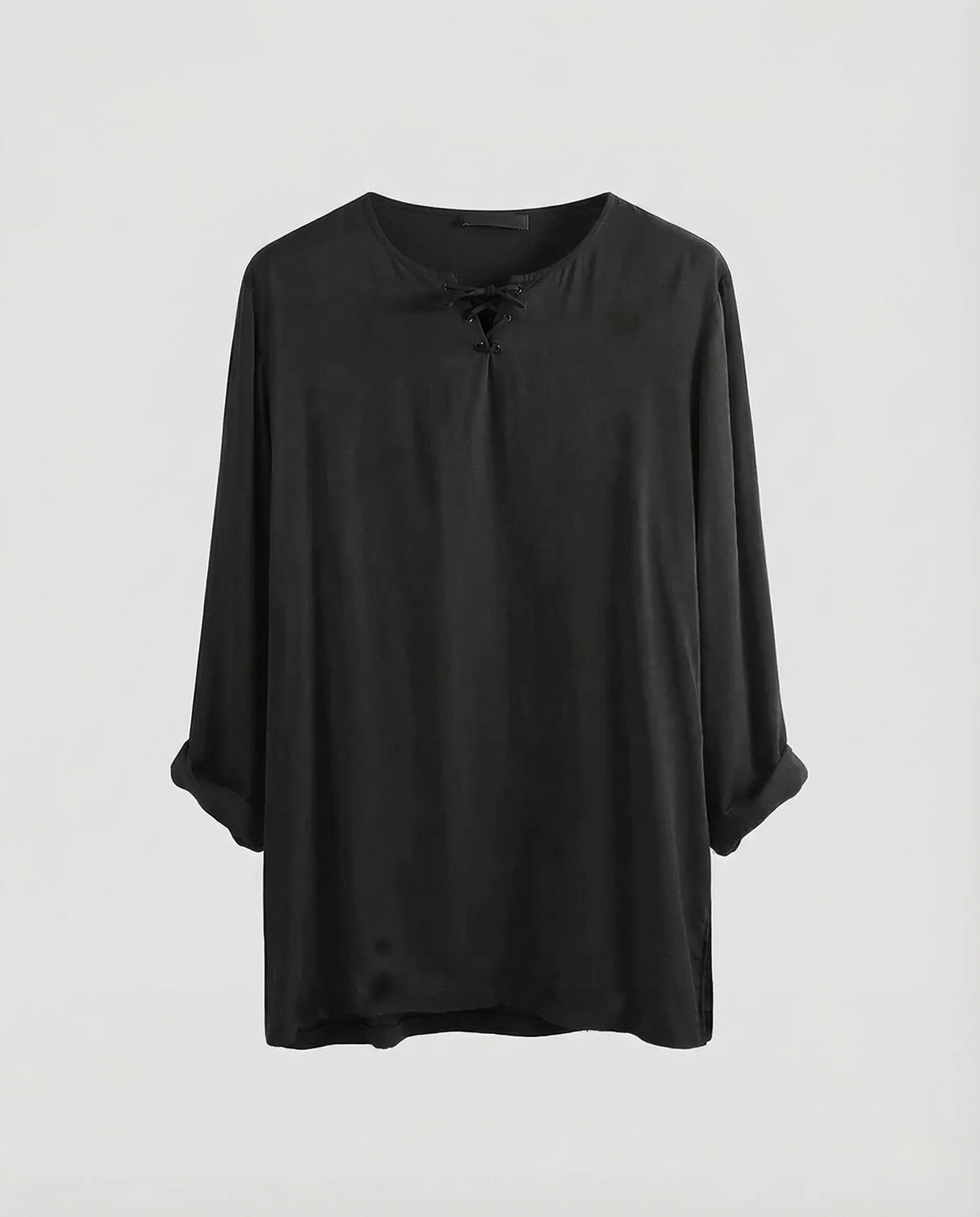 Damen Oversize Tunika Schnürkragen - Image 6