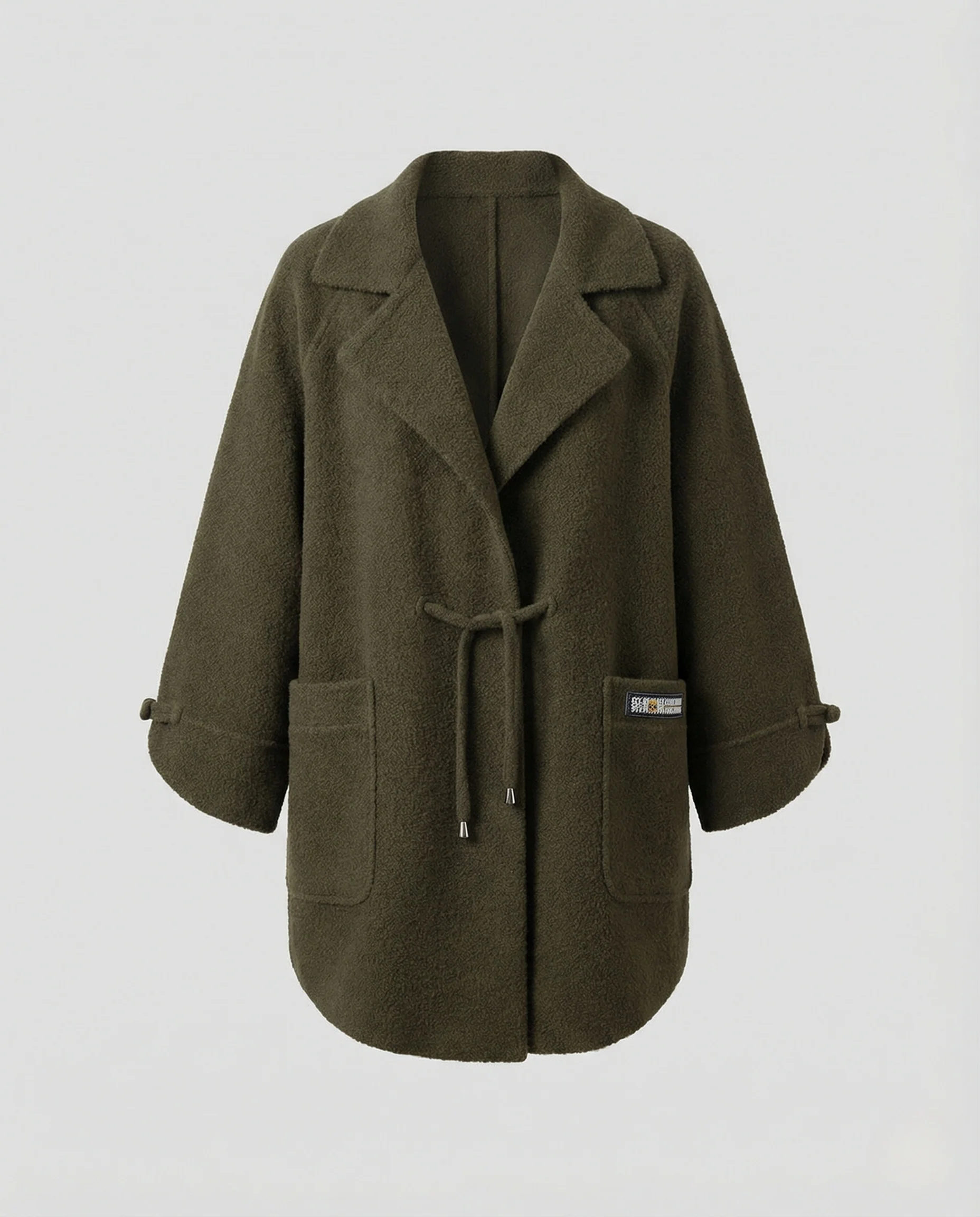 Legerer Bouclé-Mantel mit Reverskragen, Kordelzugtaillierung und aufgesetzten Taschen Heidi Mode - Image 5