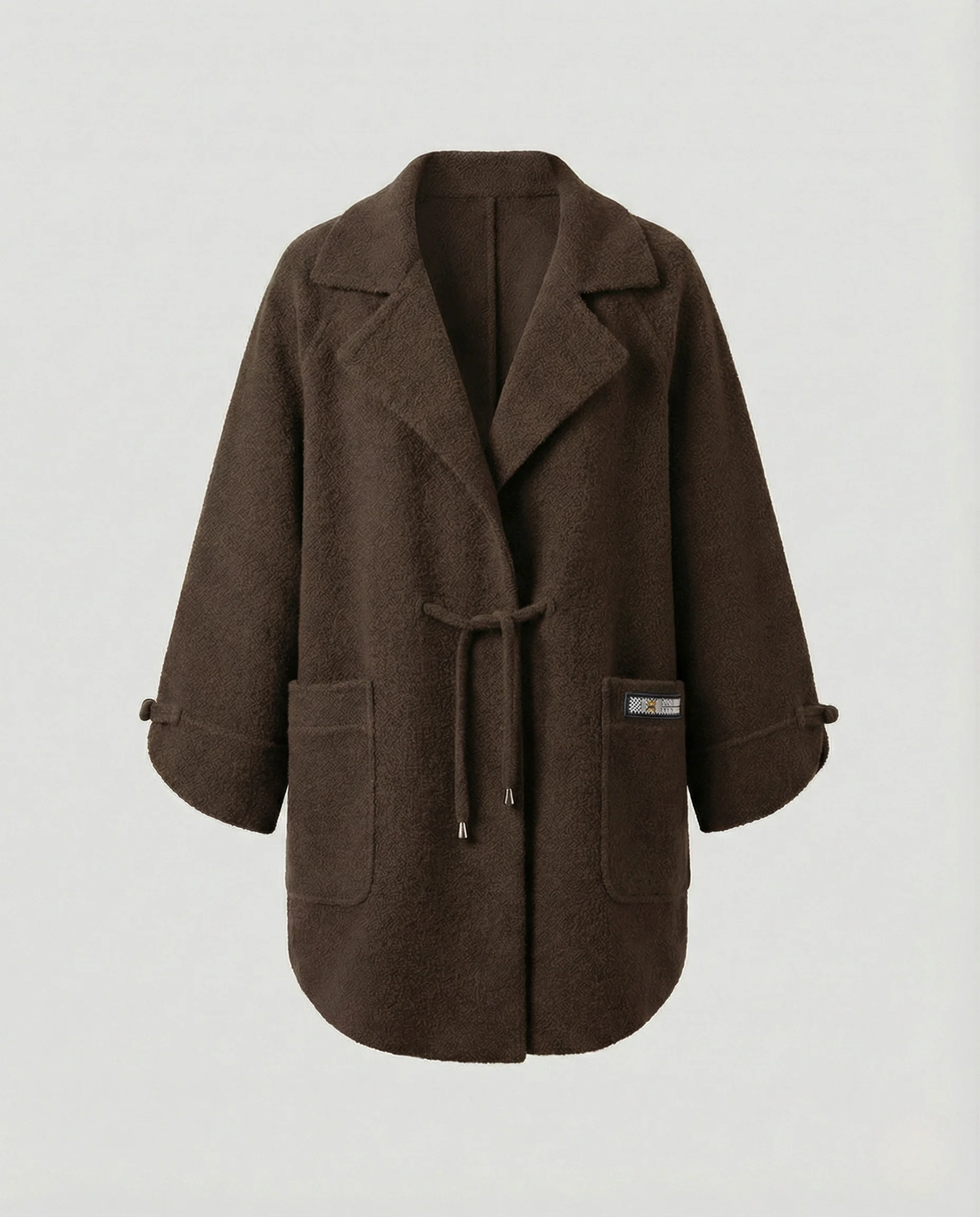 Legerer Bouclé-Mantel mit Reverskragen, Kordelzugtaillierung und aufgesetzten Taschen Heidi Mode - Image 6