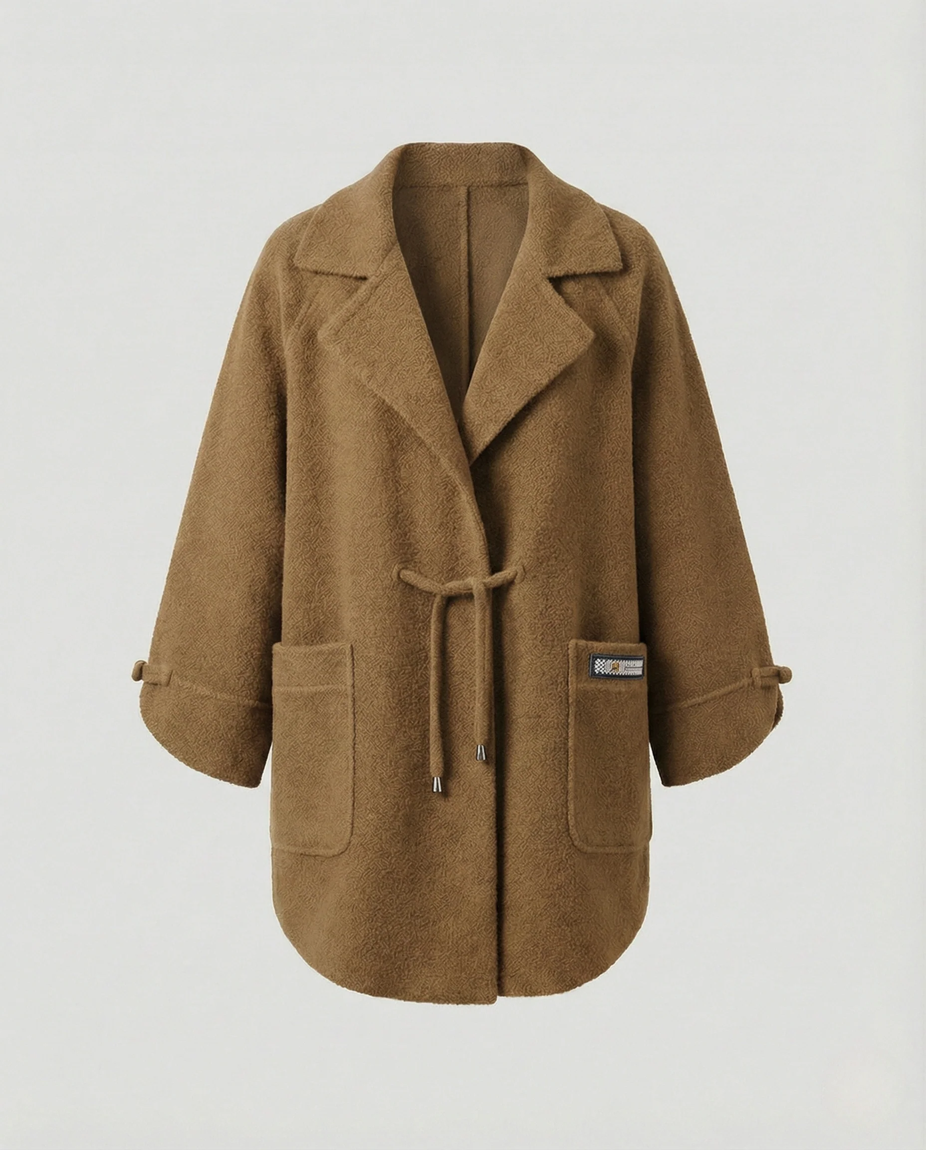 Legerer Bouclé-Mantel mit Reverskragen, Kordelzugtaillierung und aufgesetzten Taschen Heidi Mode - Image 7