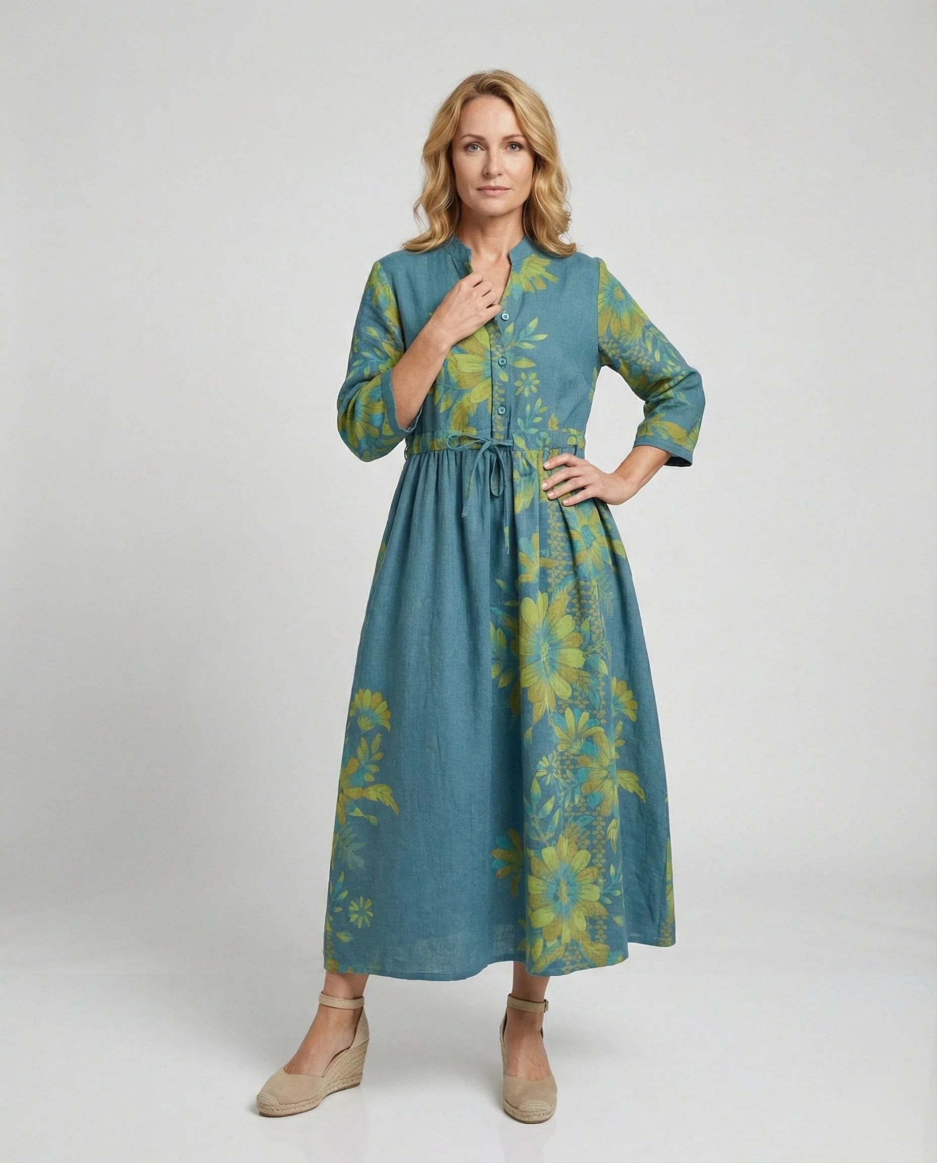 Maxikleid Damen Lässig mit Tunnelzug