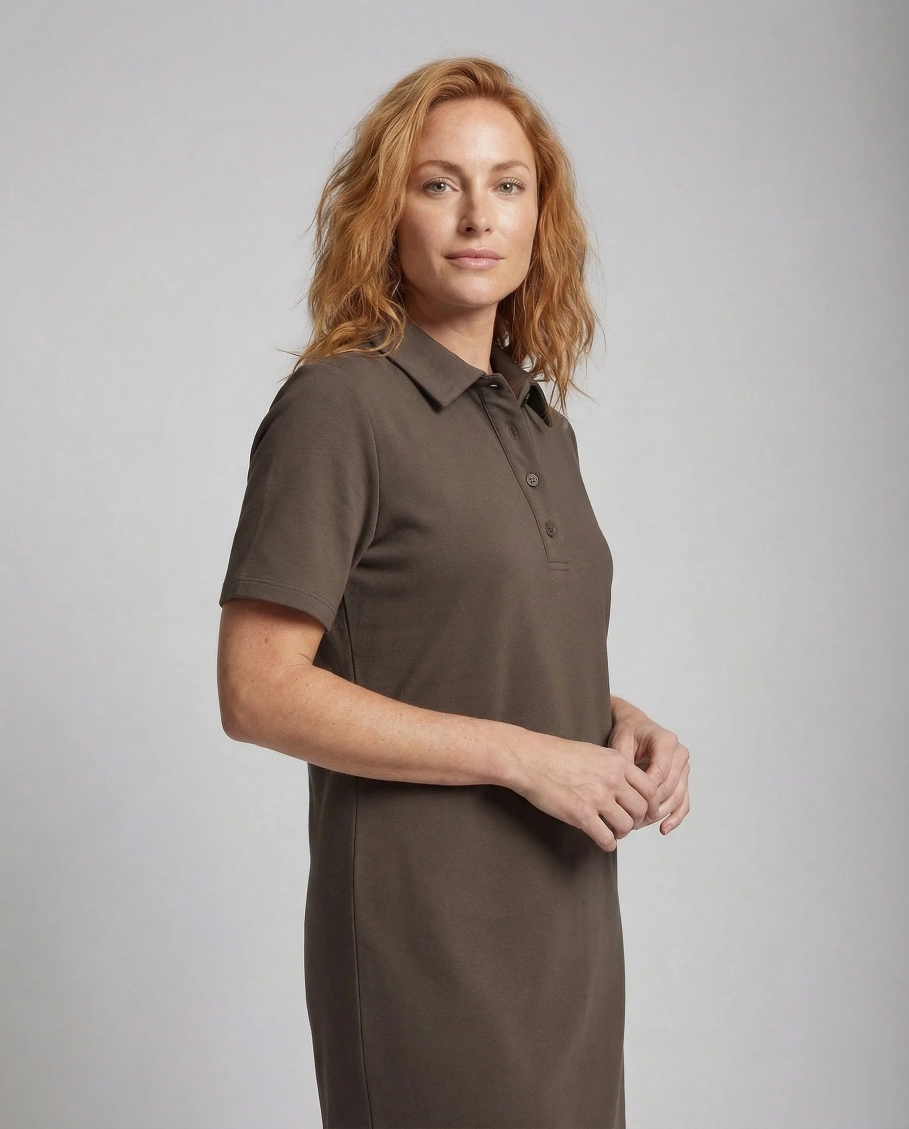 Damen Polokleid Maxi Baumwolle - Image 2