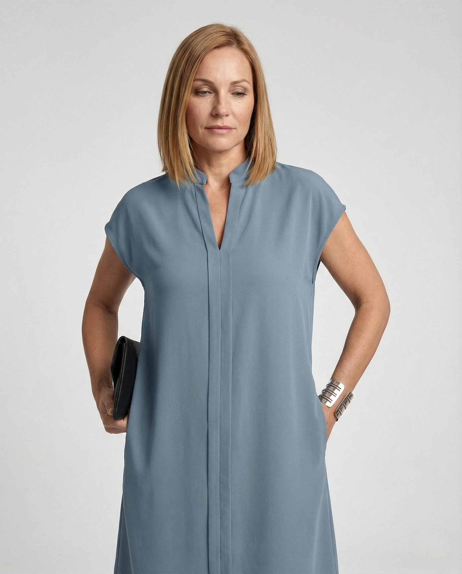 Damen Freizeitkleid Tunika V-Ausschnitt - Image 2