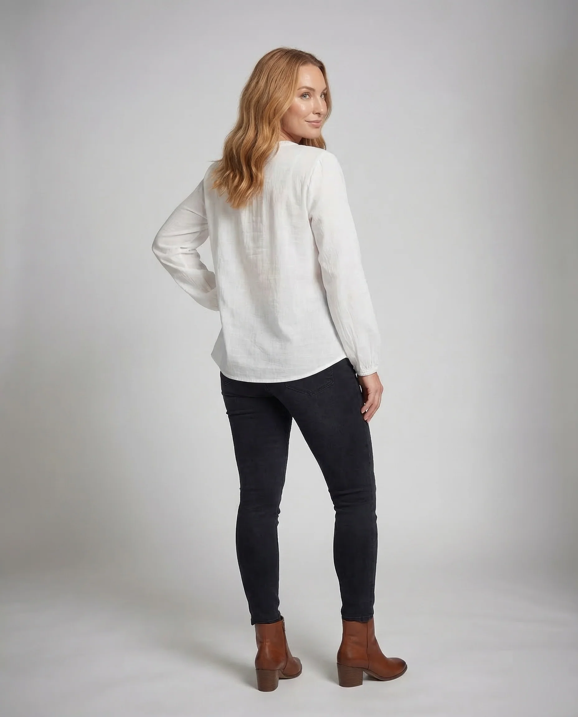 Damen V Ausschnitt Bluse Struktur - Image 4