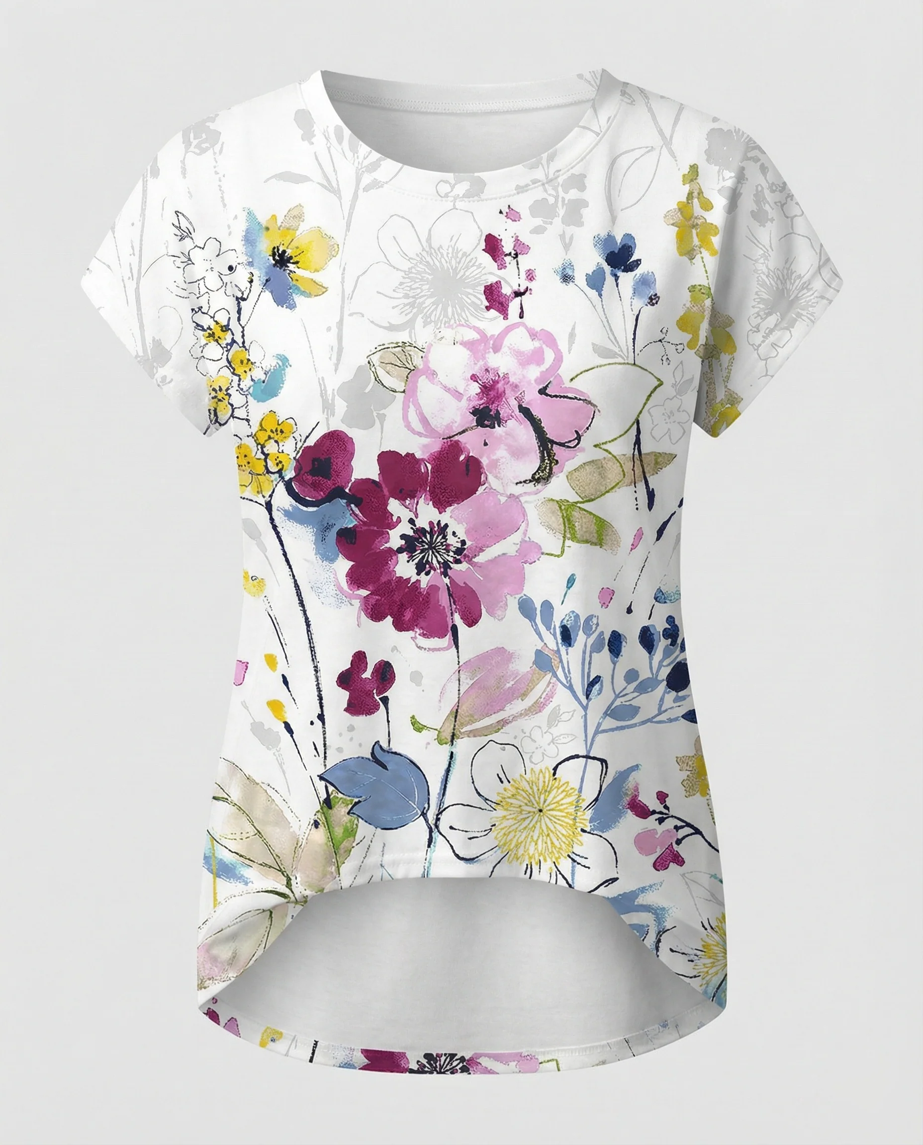 Aquarell Sommerbluse Damen Asymmetrisch - Image 17