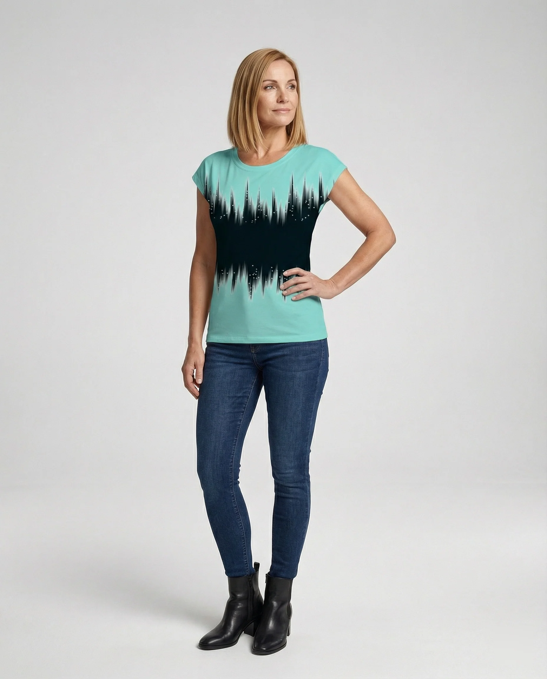 Aquarell Sommerbluse Damen Asymmetrisch - Image 6