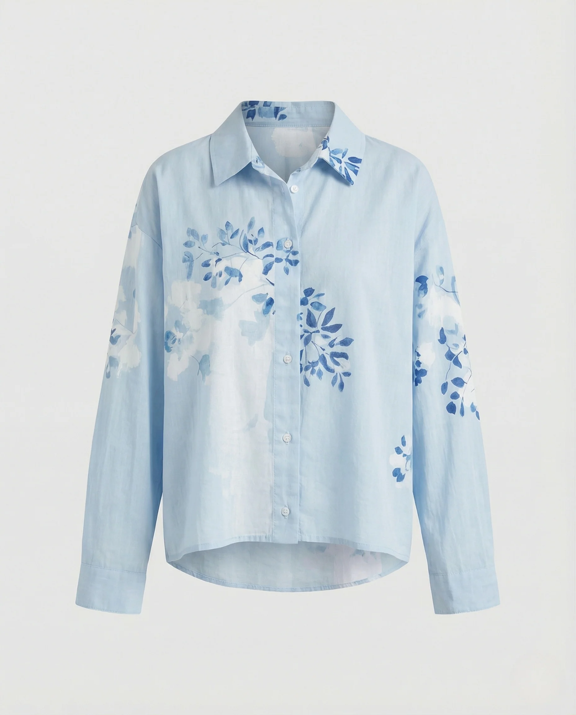 Baumwoll Leinen Bluse Floral Damen - Image 5