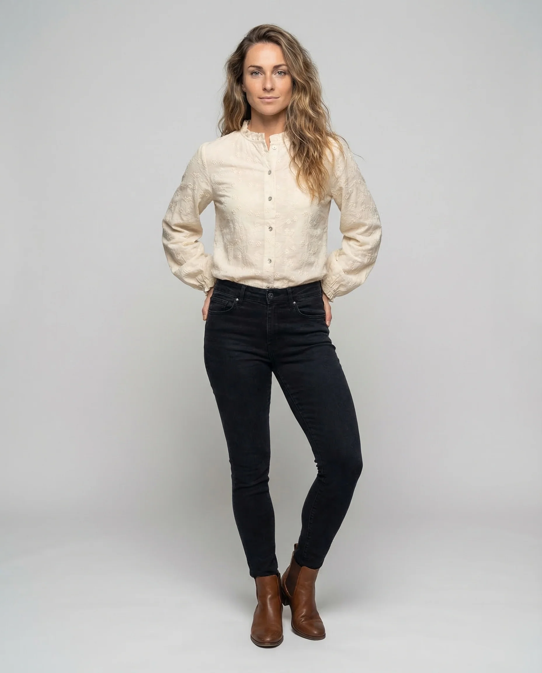 Bluse Damen Baumwolle Bestickt Leicht