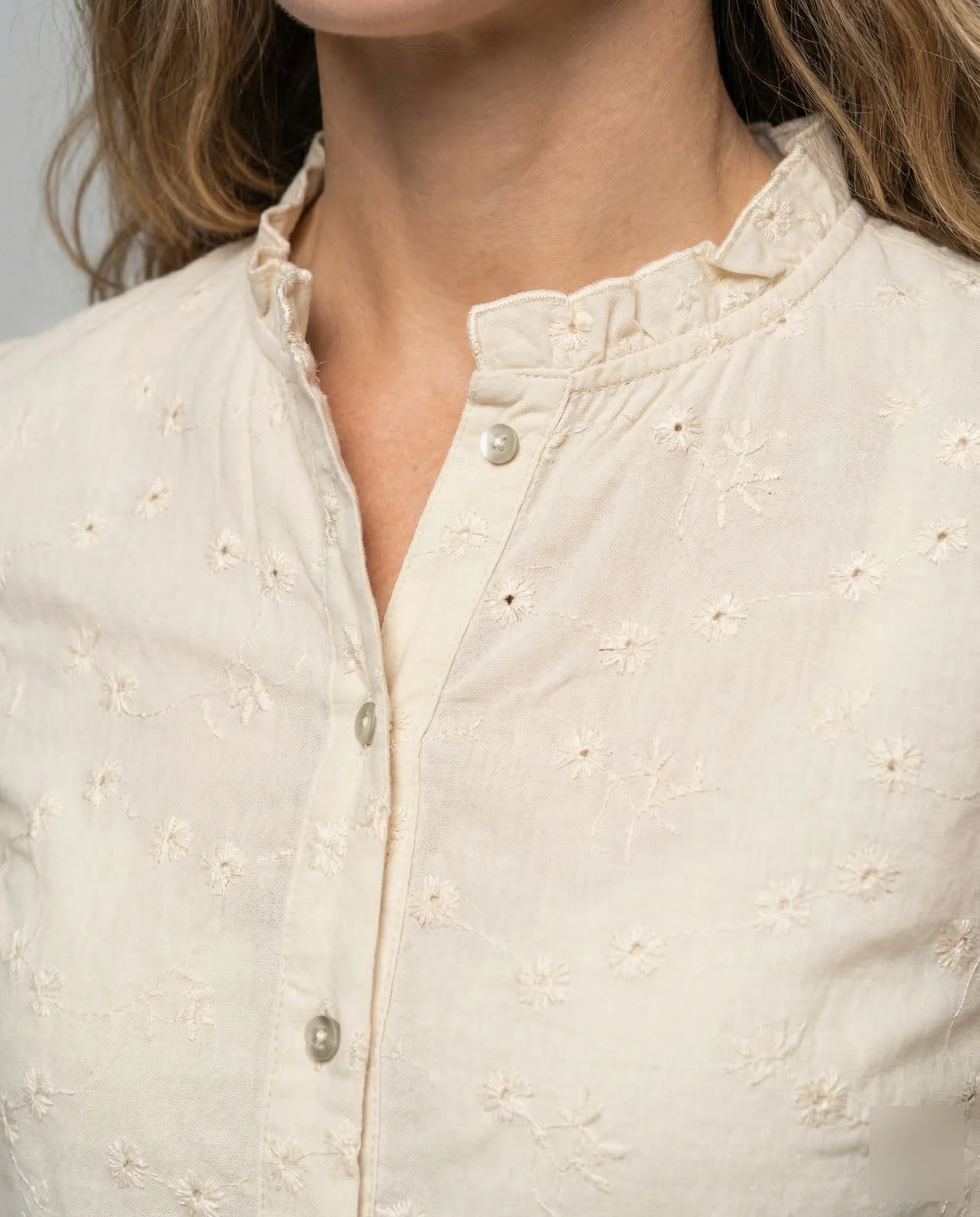 Bluse Damen Baumwolle Bestickt Leicht - Image 3