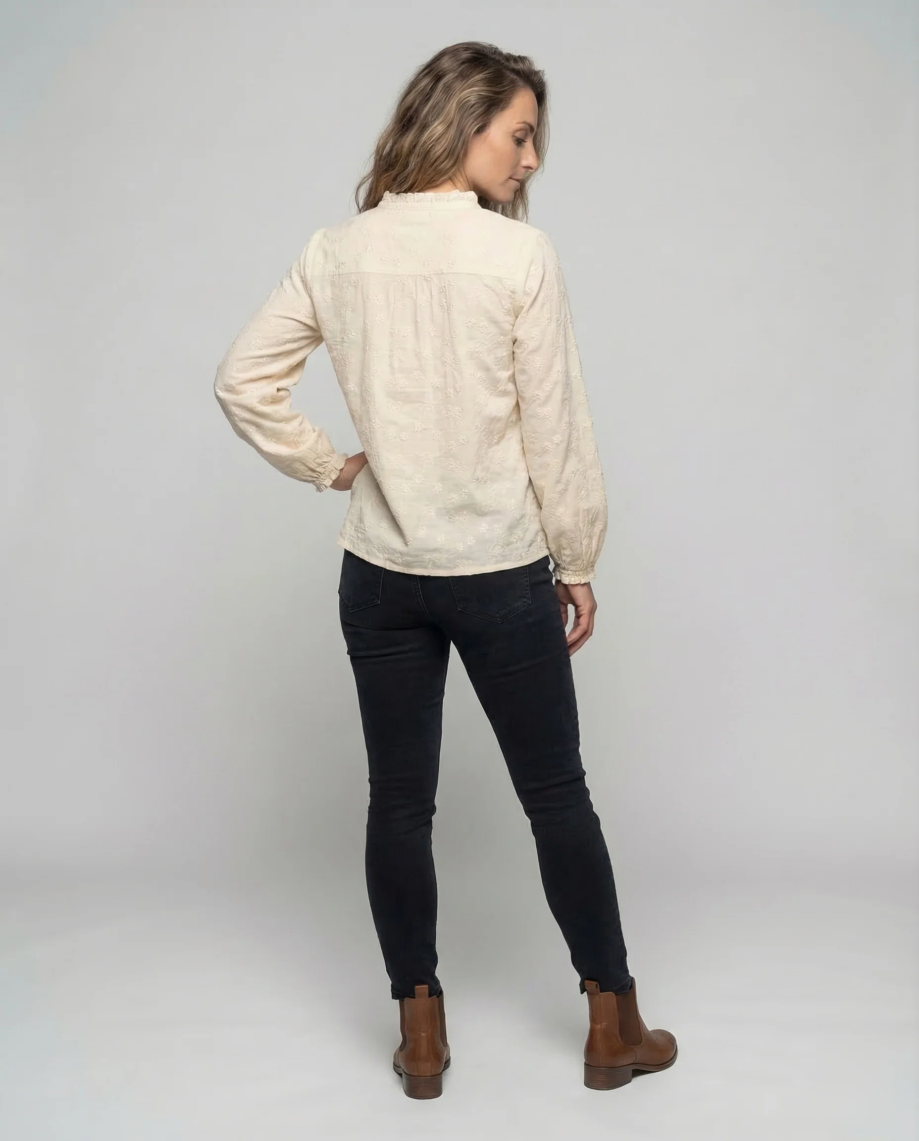 Bluse Damen Baumwolle Bestickt Leicht - Image 4