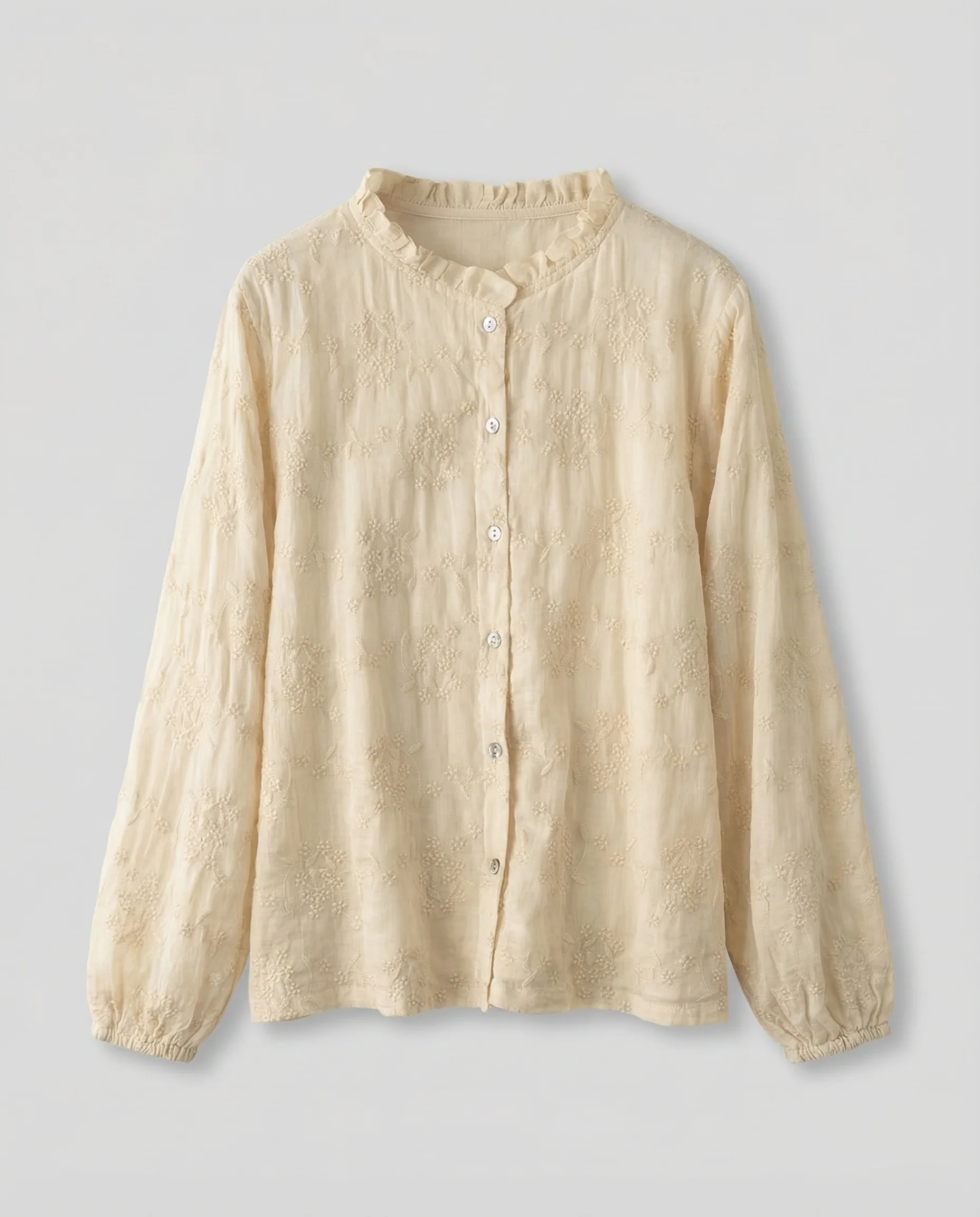Bluse Damen Baumwolle Bestickt Leicht - Image 5