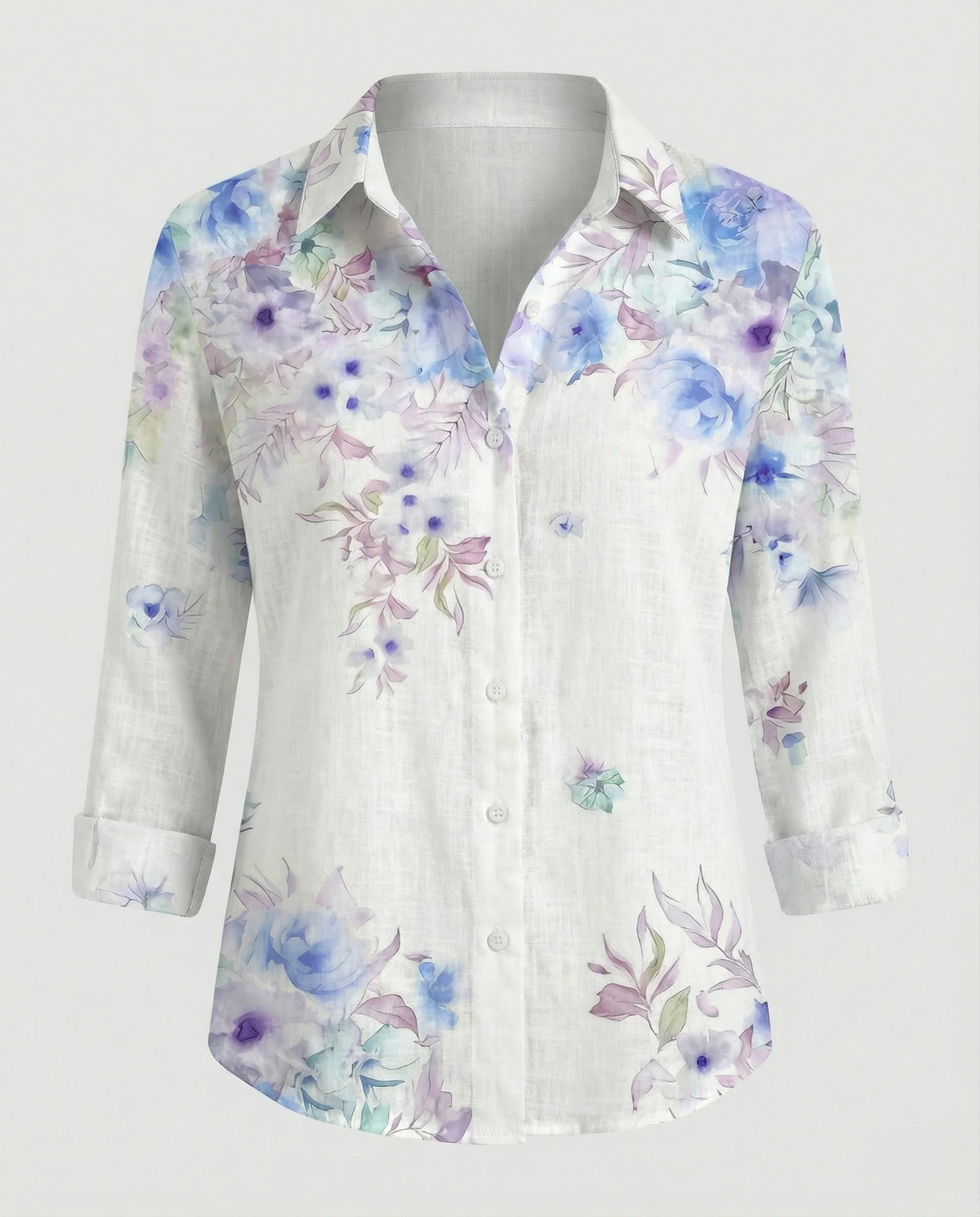 Leinenoptik Bluse Damen Floral - Image 13