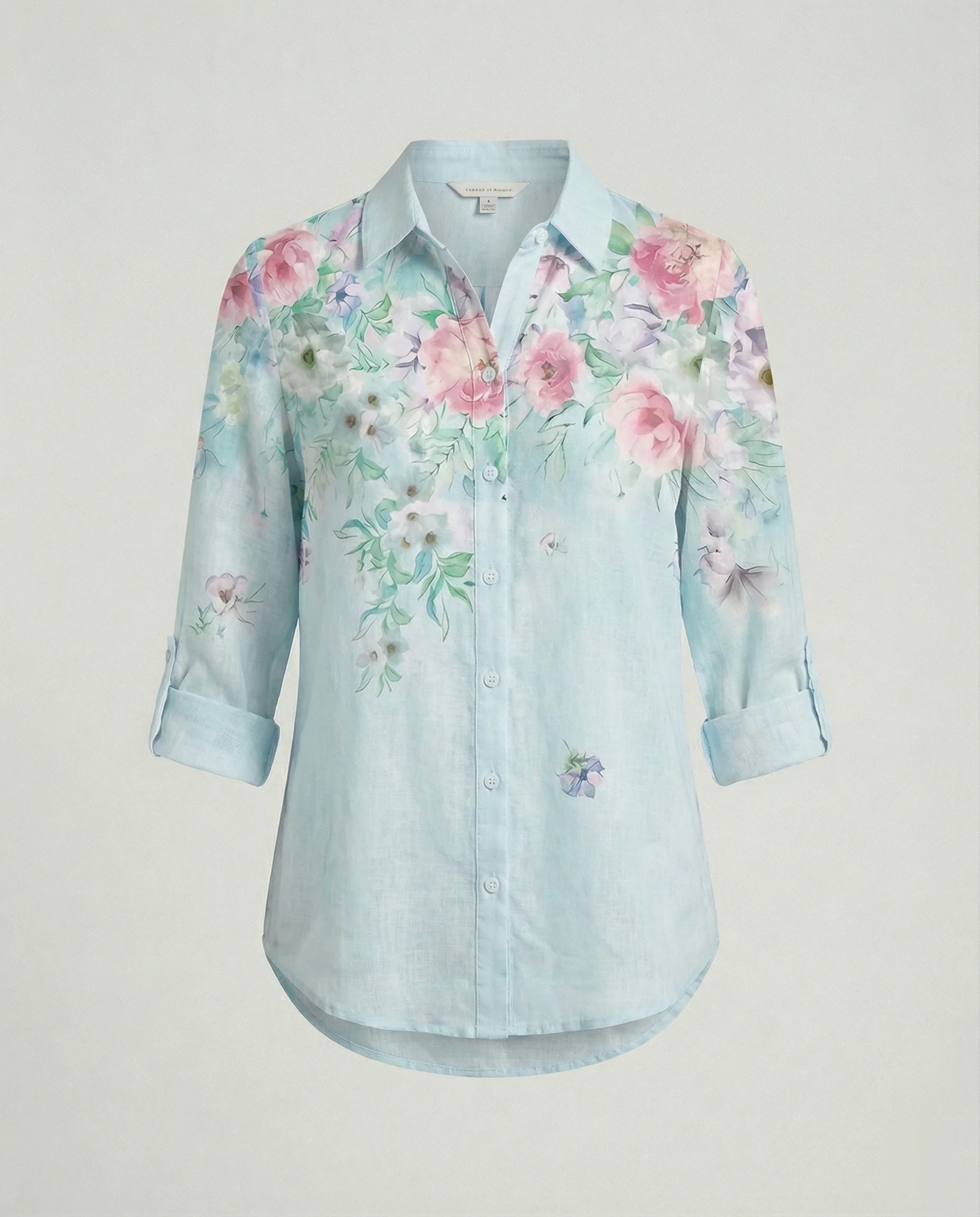 Leinenoptik Bluse Damen Floral - Image 14