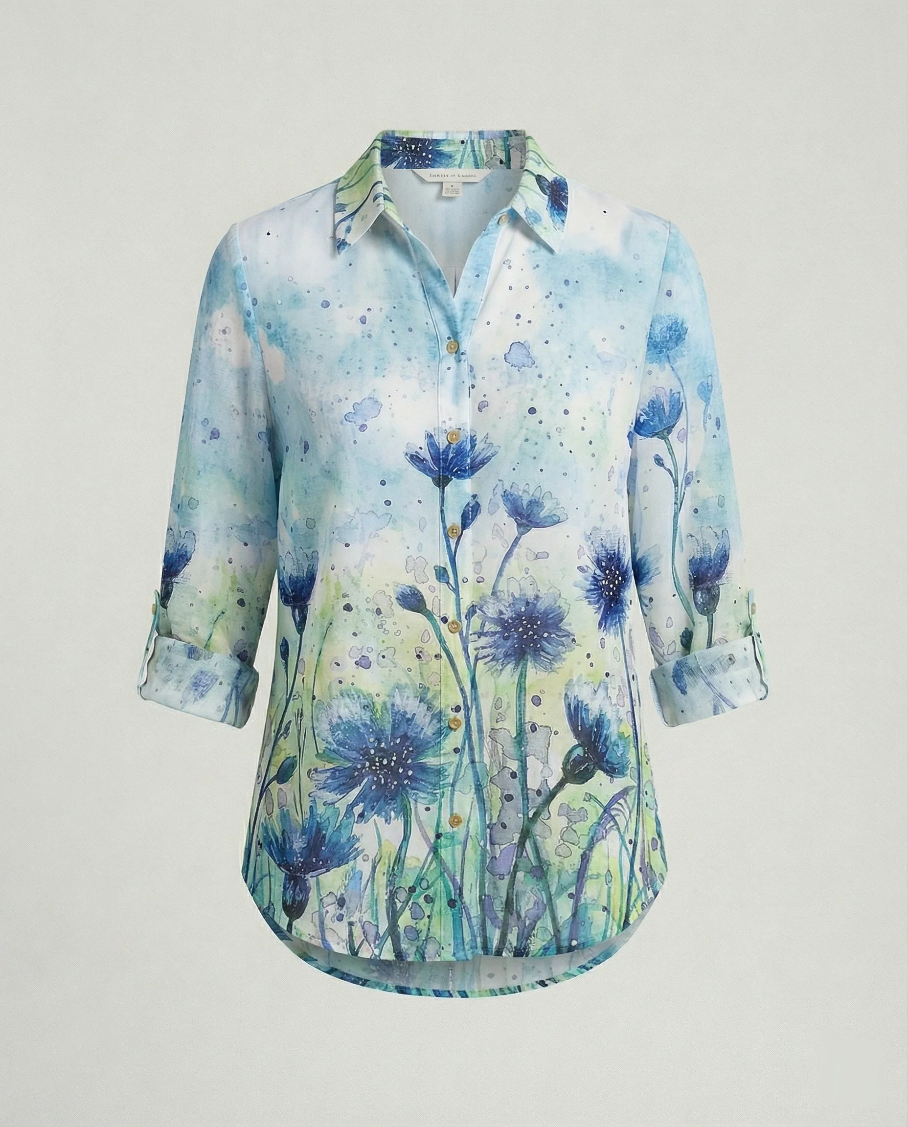 Leinenoptik Bluse Damen Floral - Image 15
