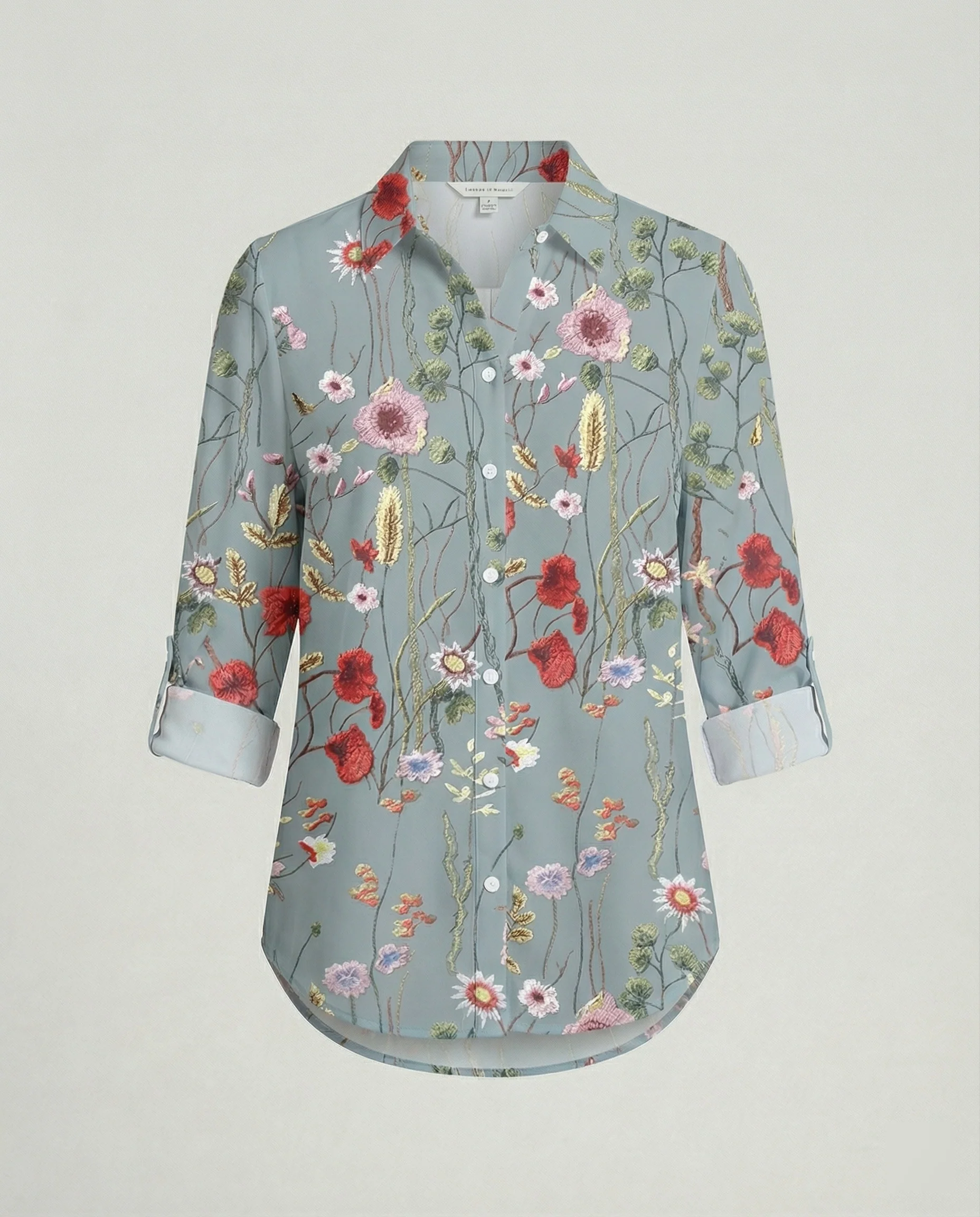 Leinenoptik Bluse Damen Floral - Image 2