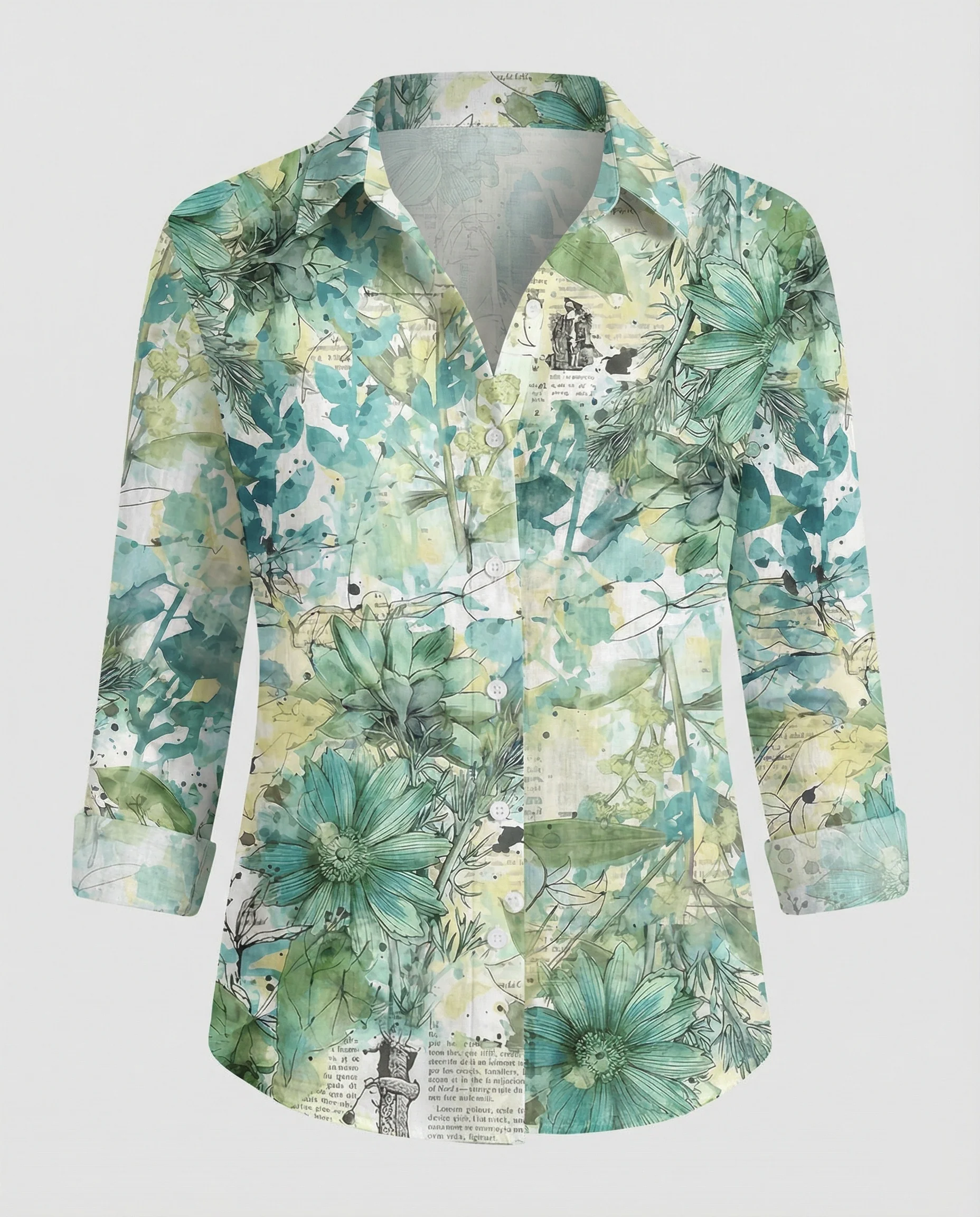Leinenoptik Bluse Damen Floral - Image 4