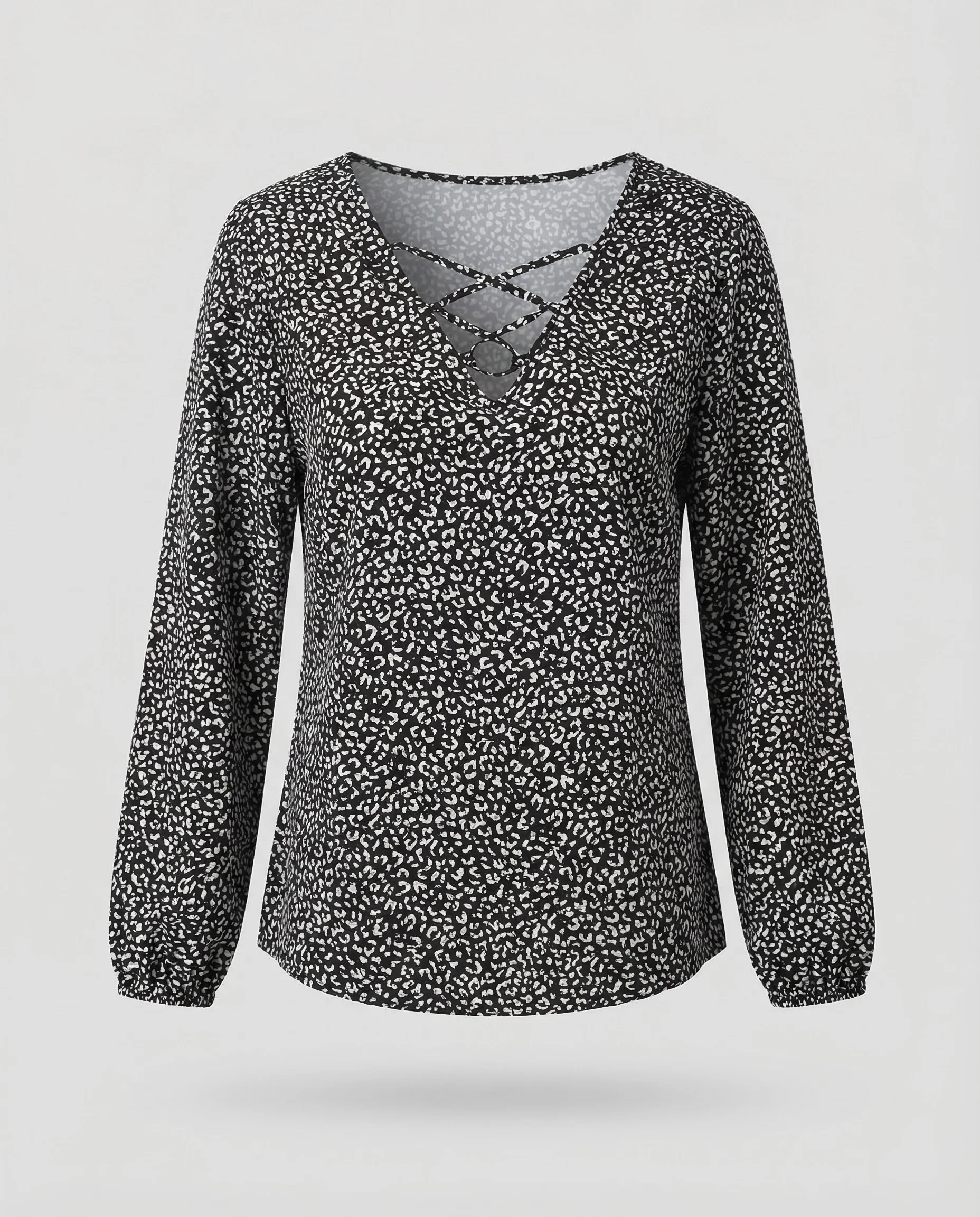 Damen Bluse Schnürung V Ausschnitt - Image 5
