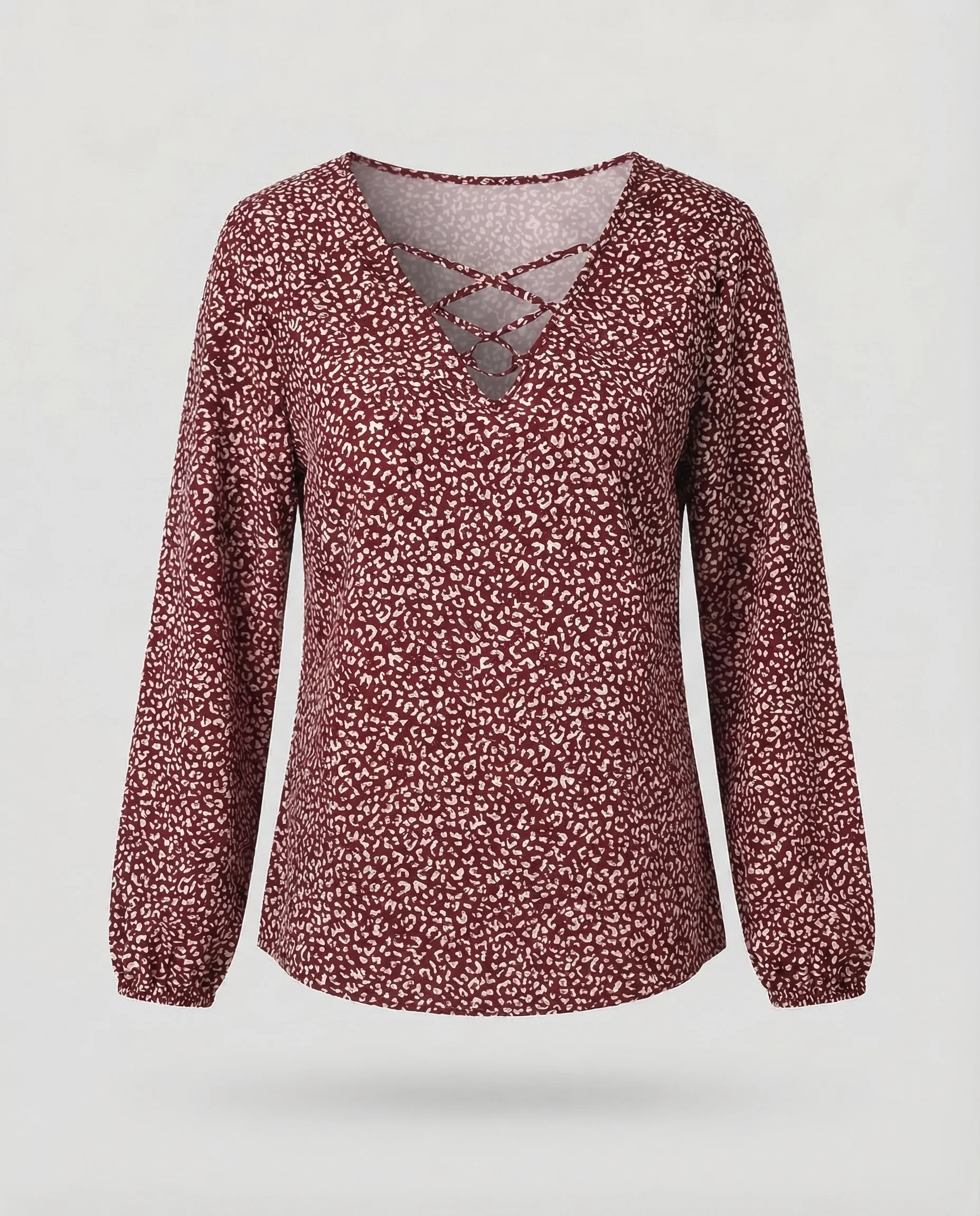 Damen Bluse Schnürung V Ausschnitt - Image 6
