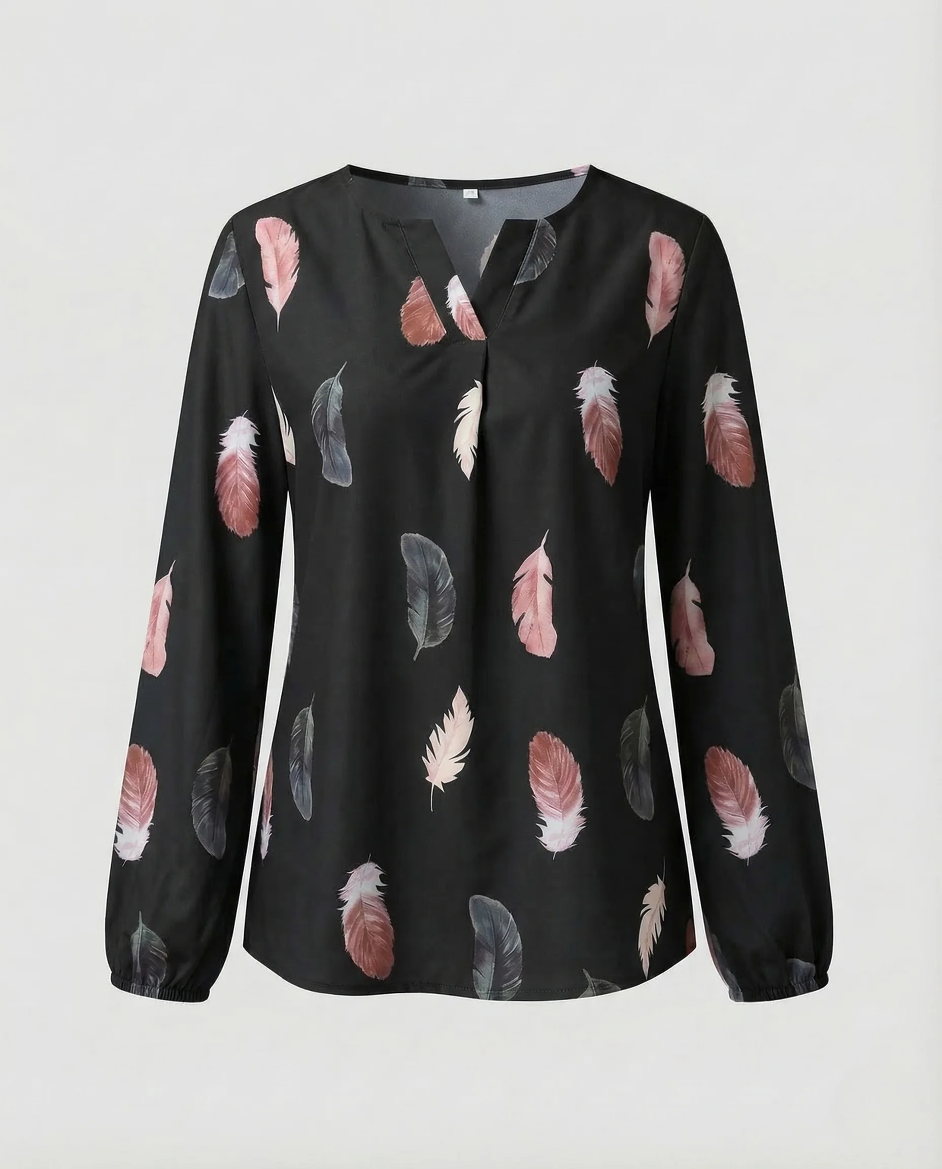 Damen Chiffonbluse Federmotiv Ballonärmel - Image 10