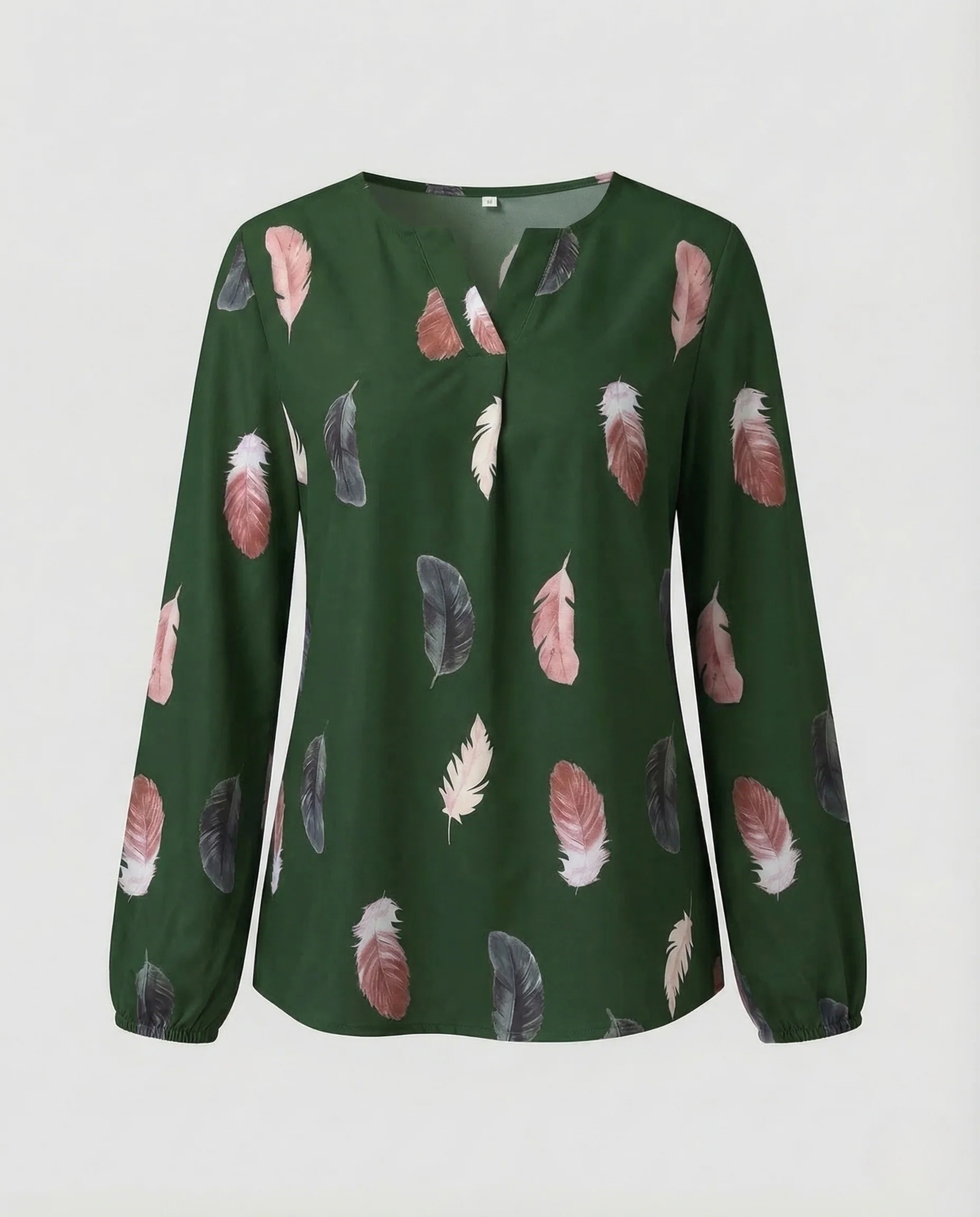 Damen Chiffonbluse Federmotiv Ballonärmel - Image 6