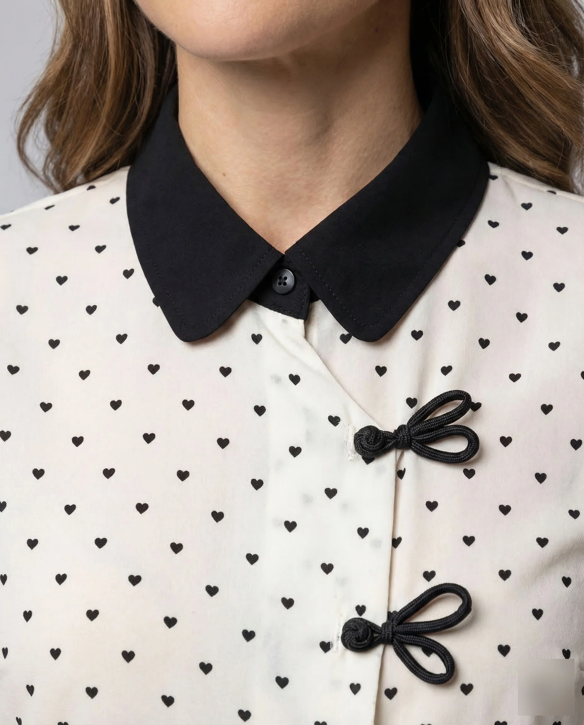 Damen Chiffonbluse Peter Pan Kragen - Image 3