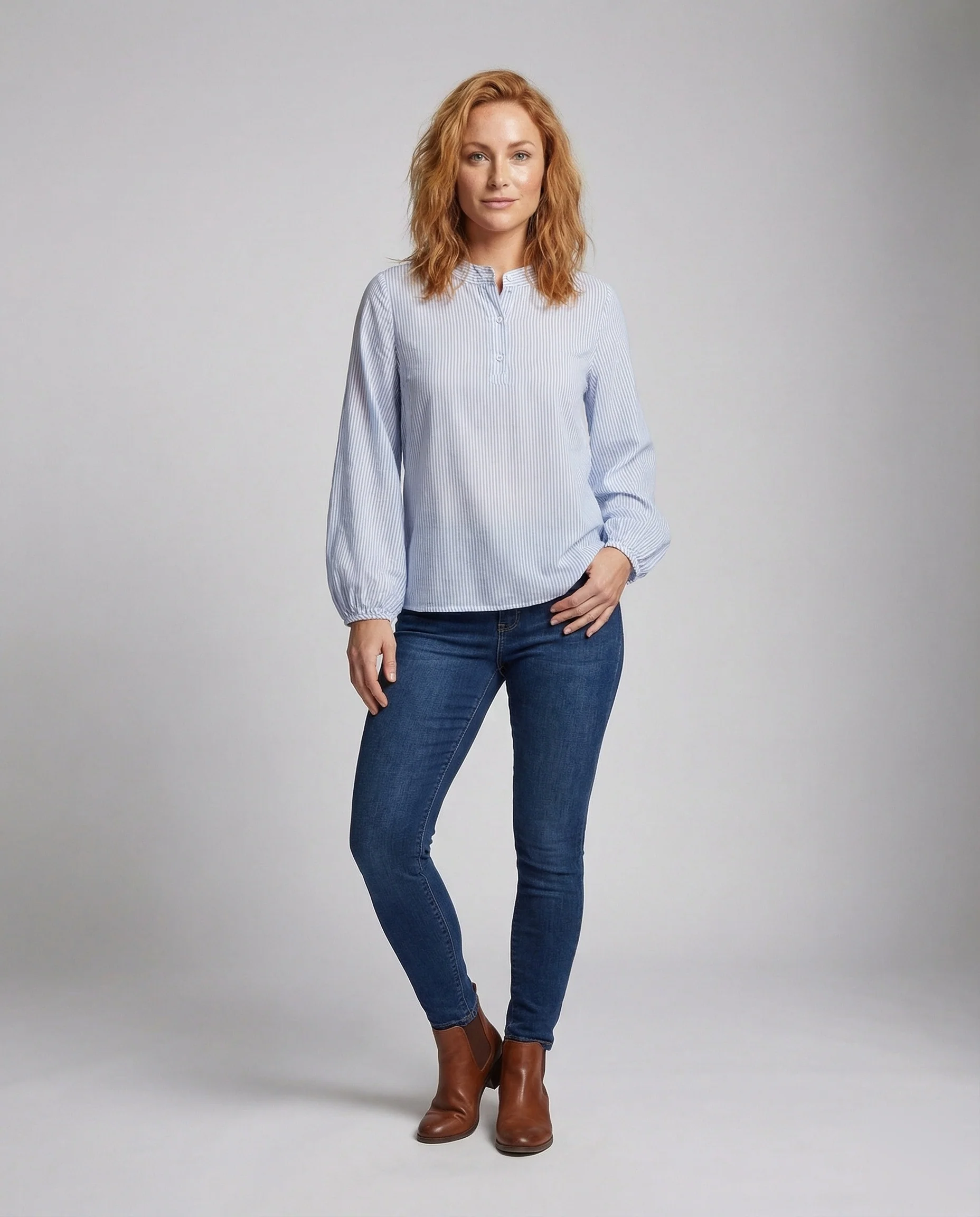 Damen Chiffonbluse mit Stehkragen
