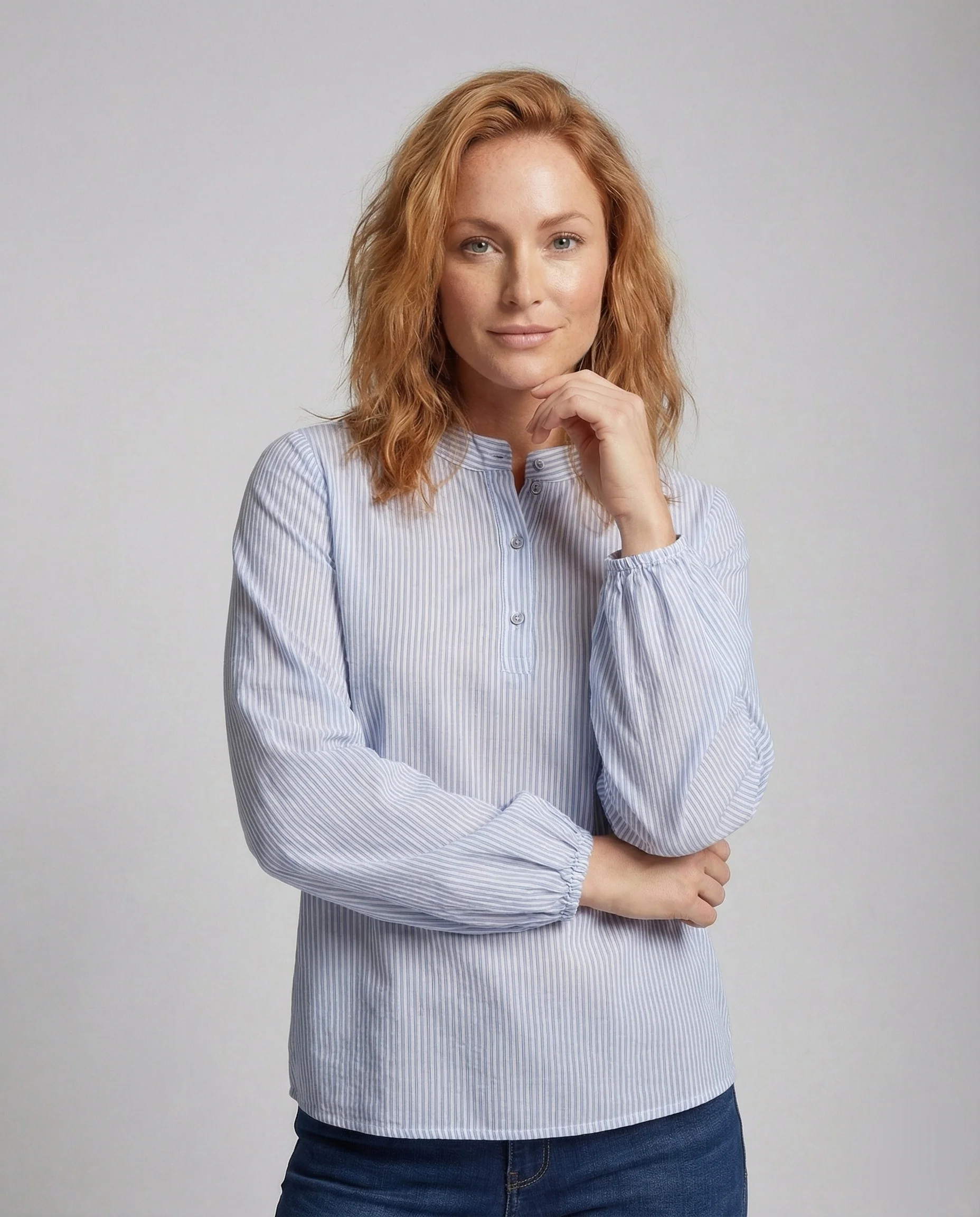 Damen Chiffonbluse mit Stehkragen - Image 2