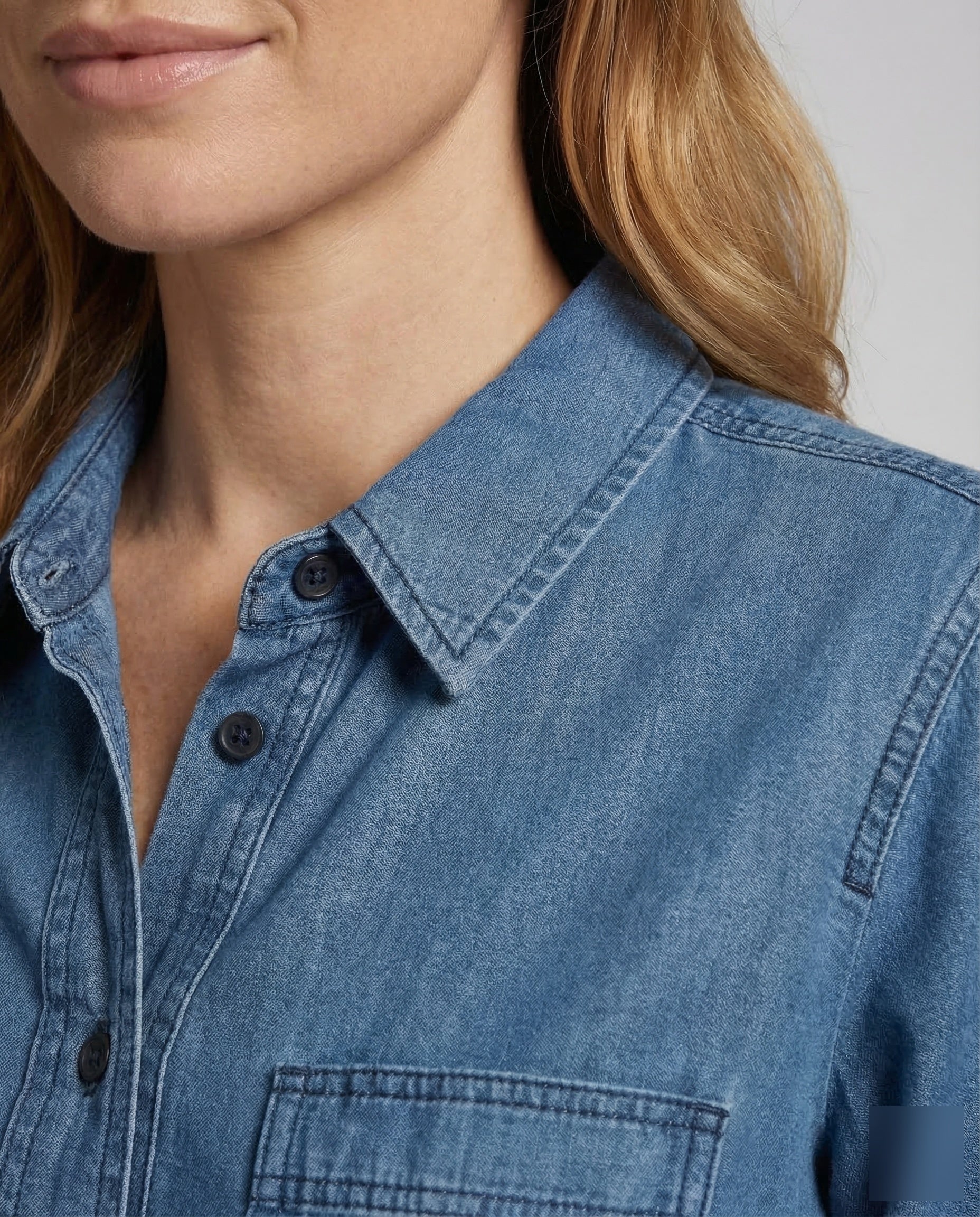 Damen Denimbluse Hemdkragen - Image 3