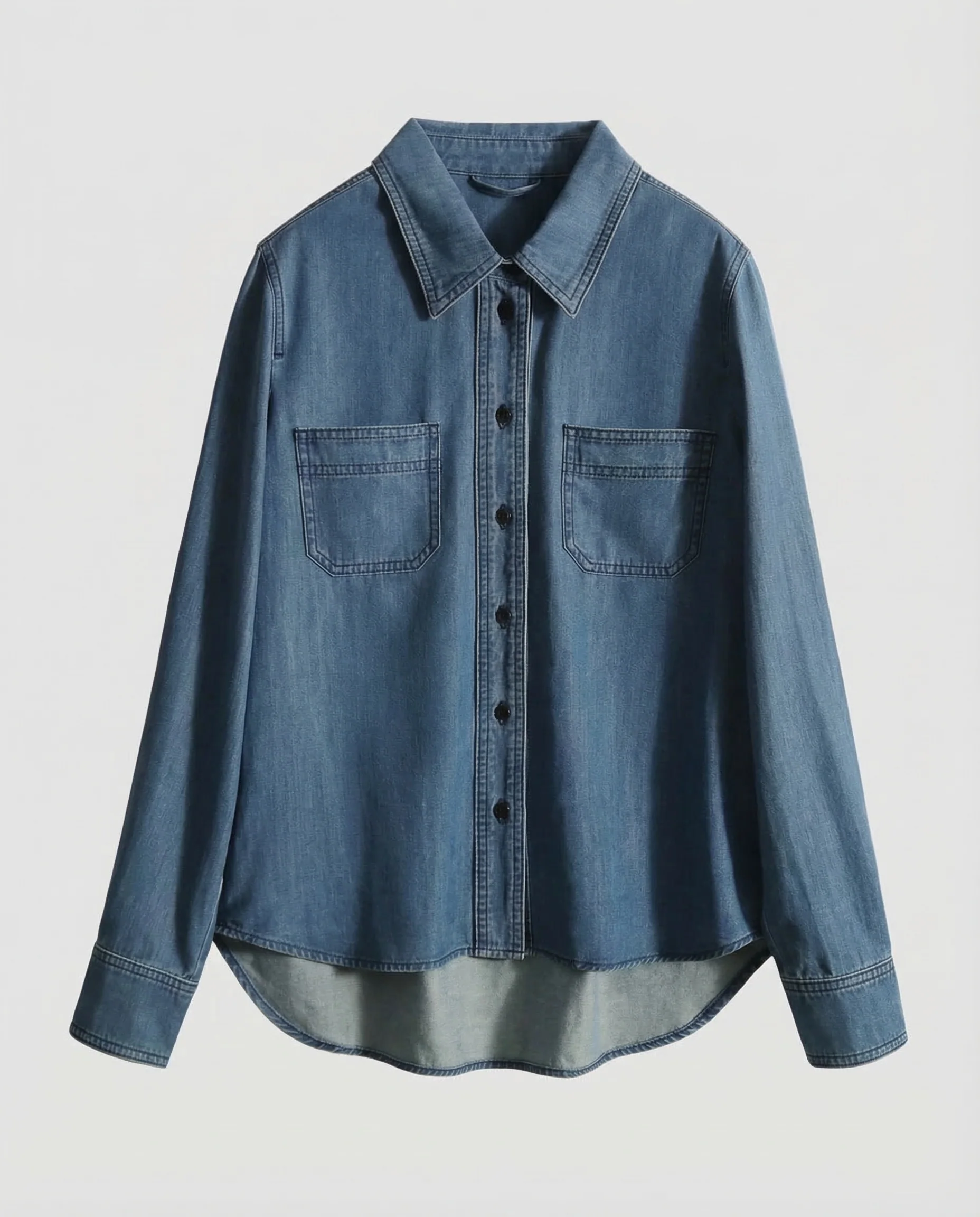 Damen Denimbluse Hemdkragen - Image 5