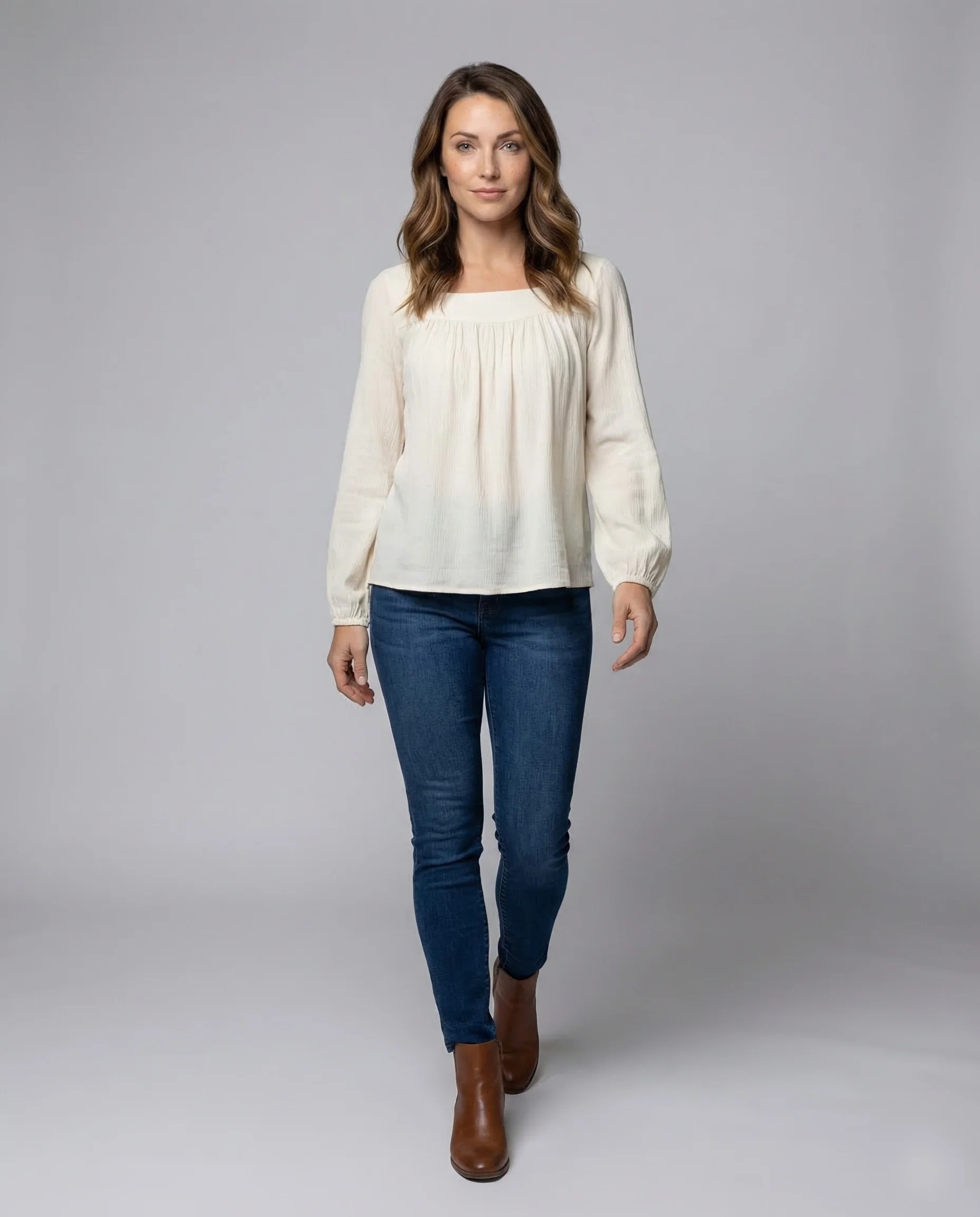 Damen Viskosebluse Ballonärmel