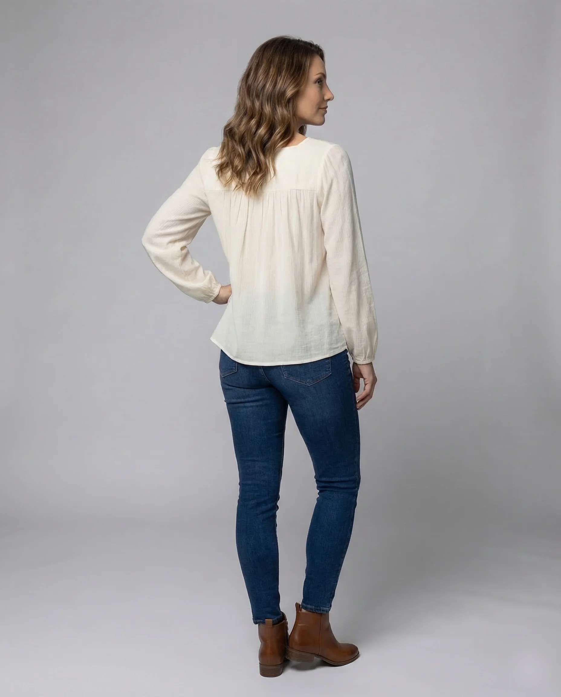 Damen Viskosebluse Ballonärmel - Image 4