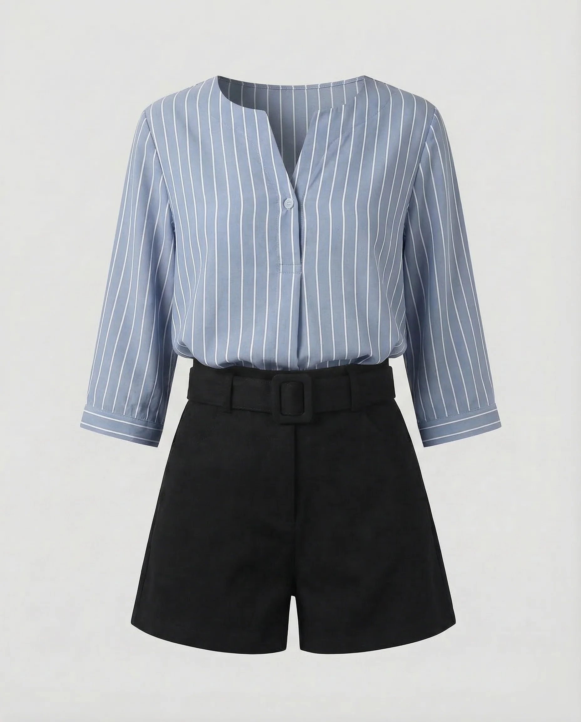 Damen Viskosebluse Streifen V Ausschnitt - Image 7