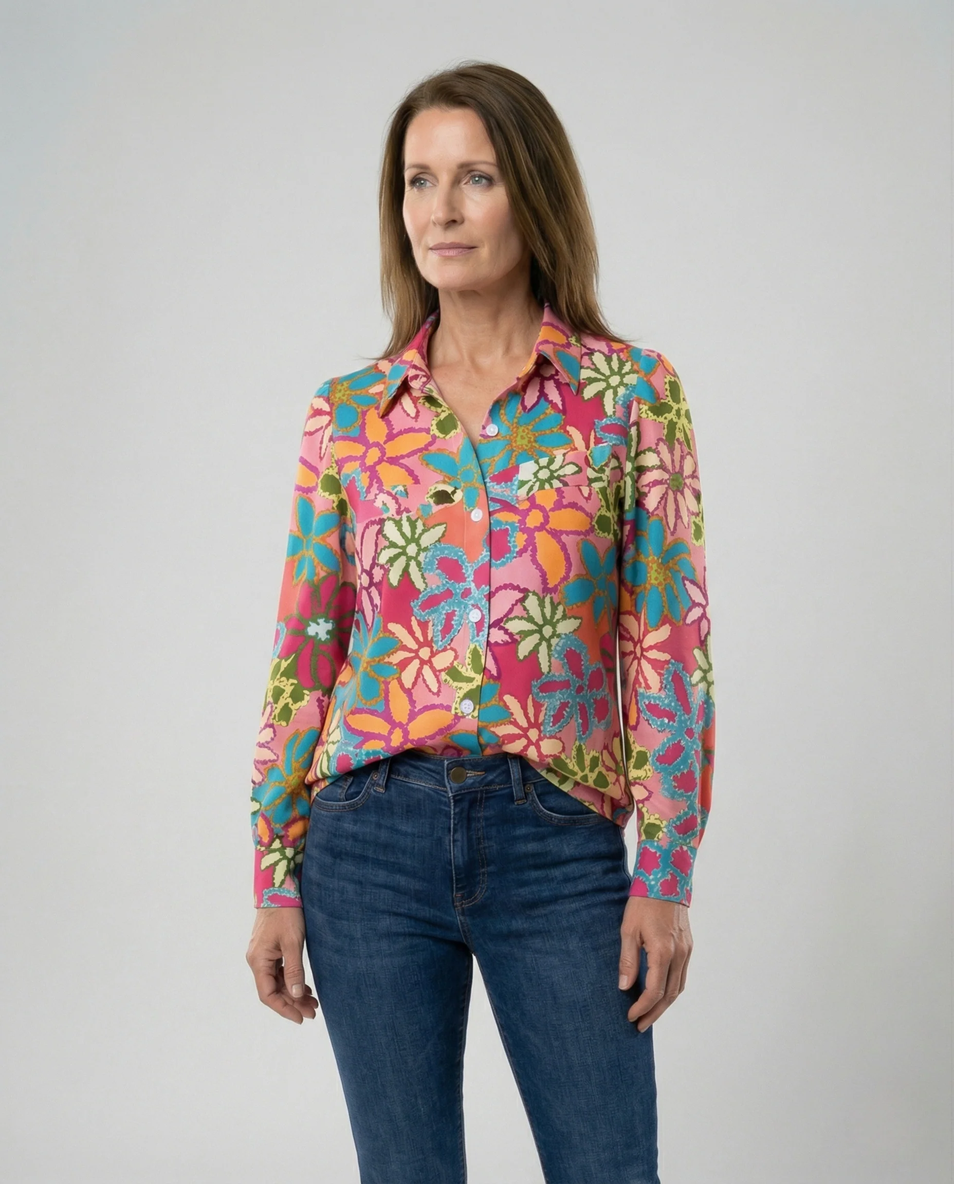 Damen Hemdbluse Blumenprint leicht - Image 2