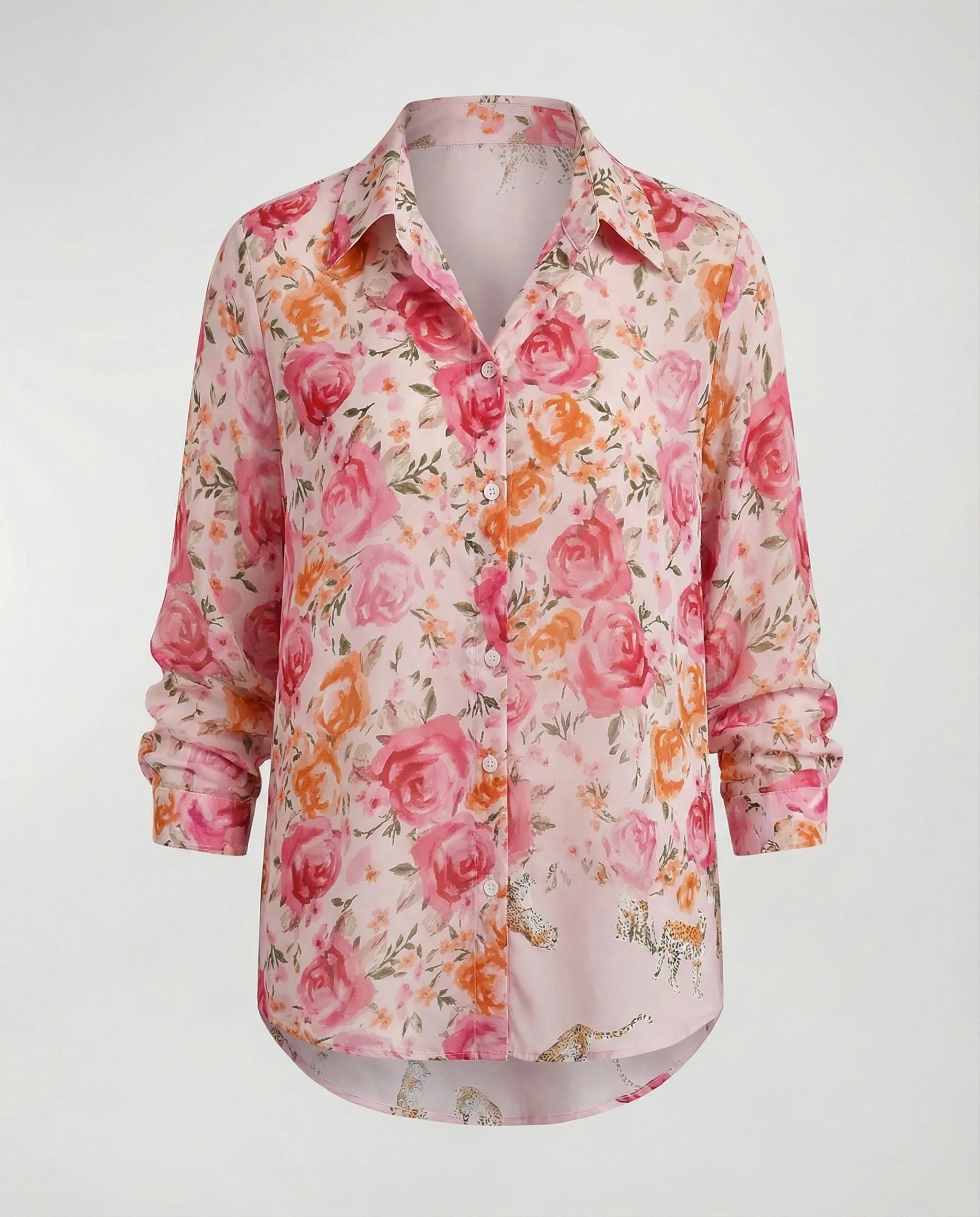 Leichte Hemdbluse Damen Aquarell Blumen - Image 18