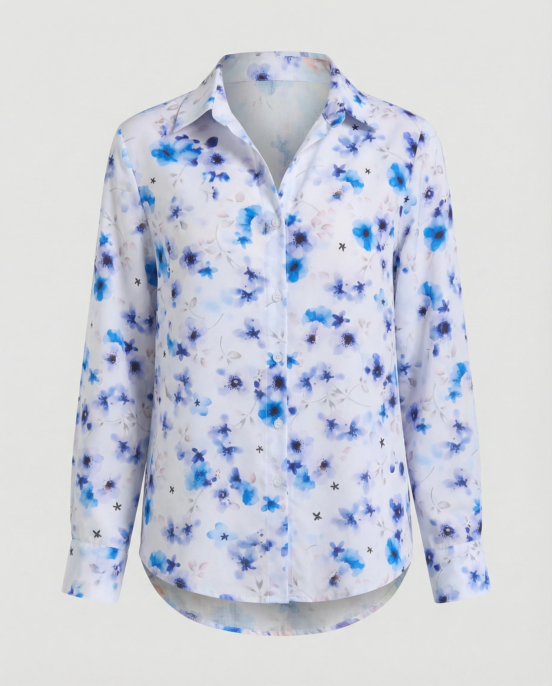Leichte Hemdbluse Damen Aquarell Blumen - Image 29
