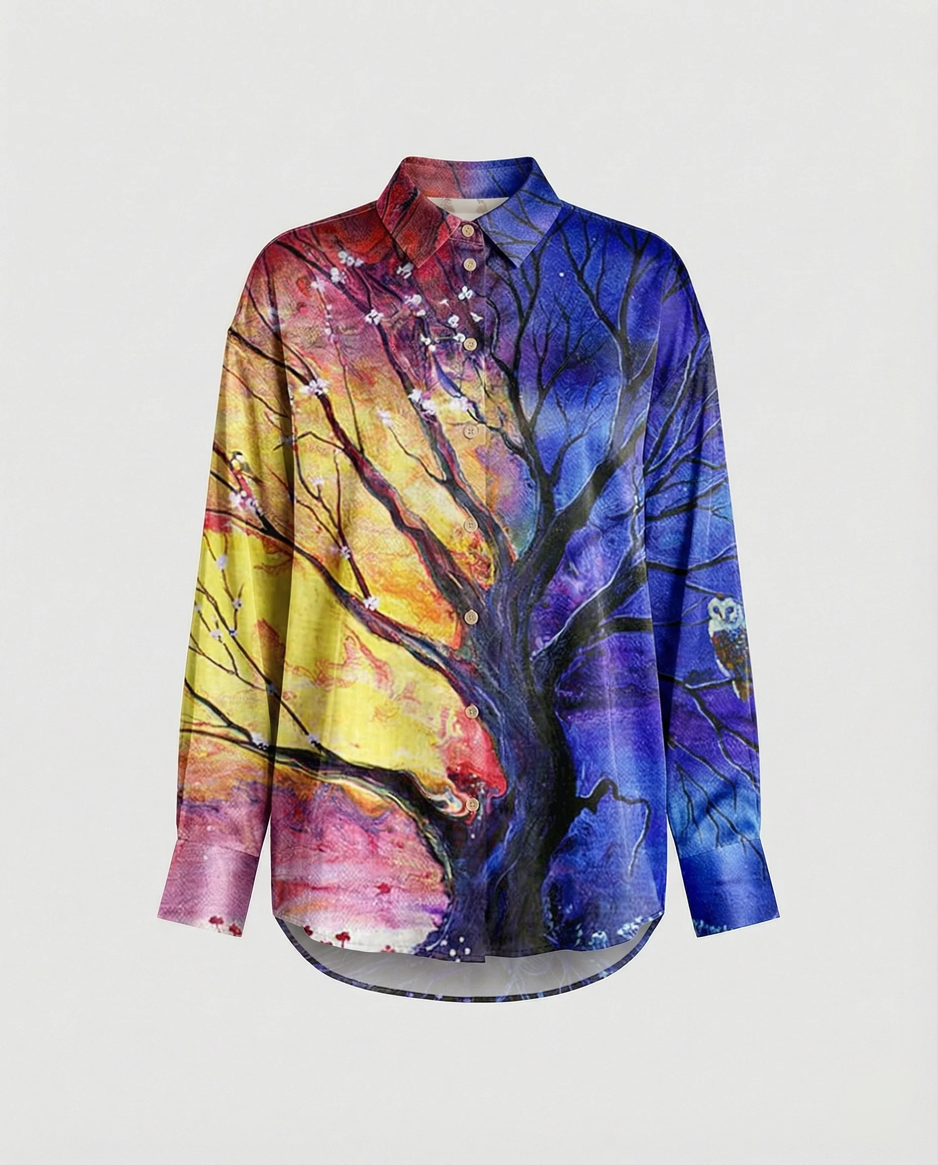 Leichte Hemdbluse Damen Aquarell Blumen - Image 37