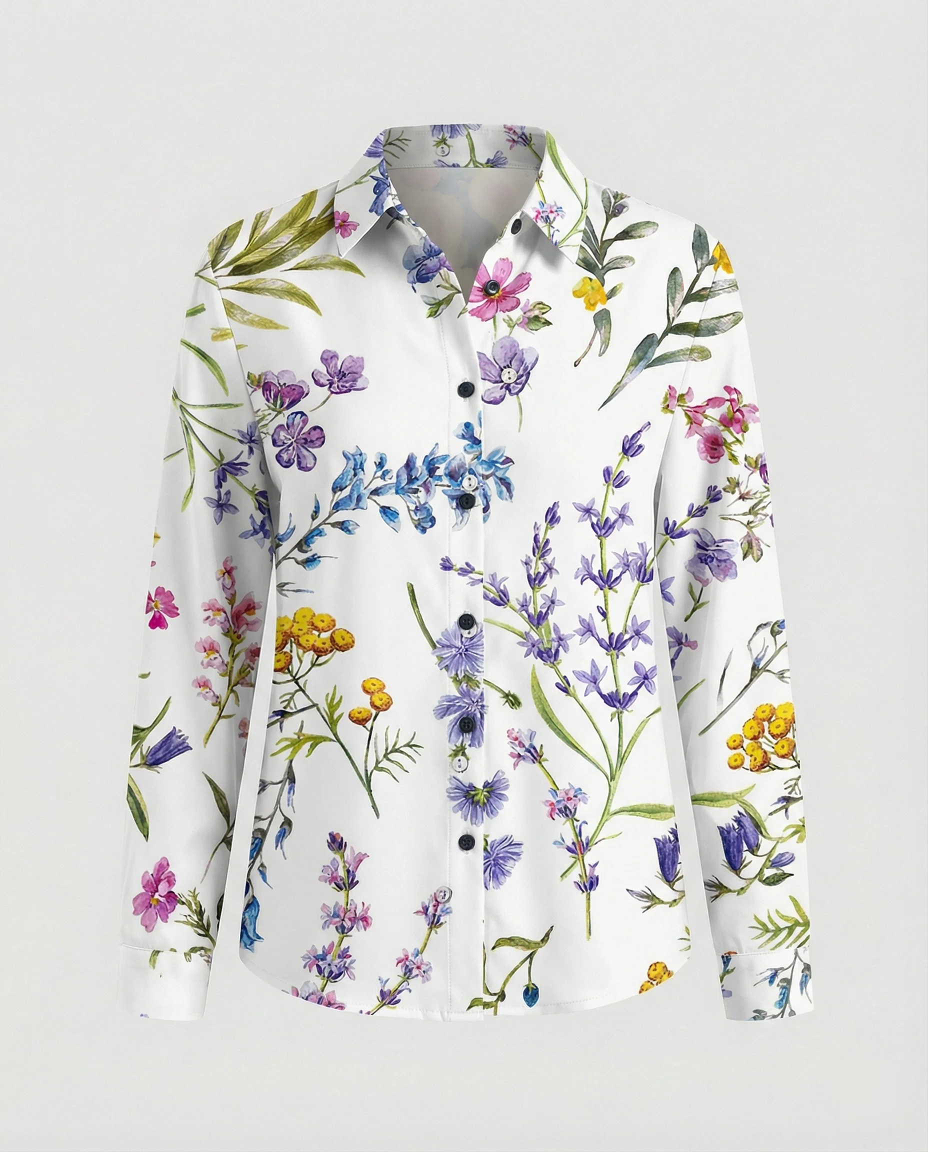Leichte Hemdbluse Damen Aquarell Blumen - Image 4