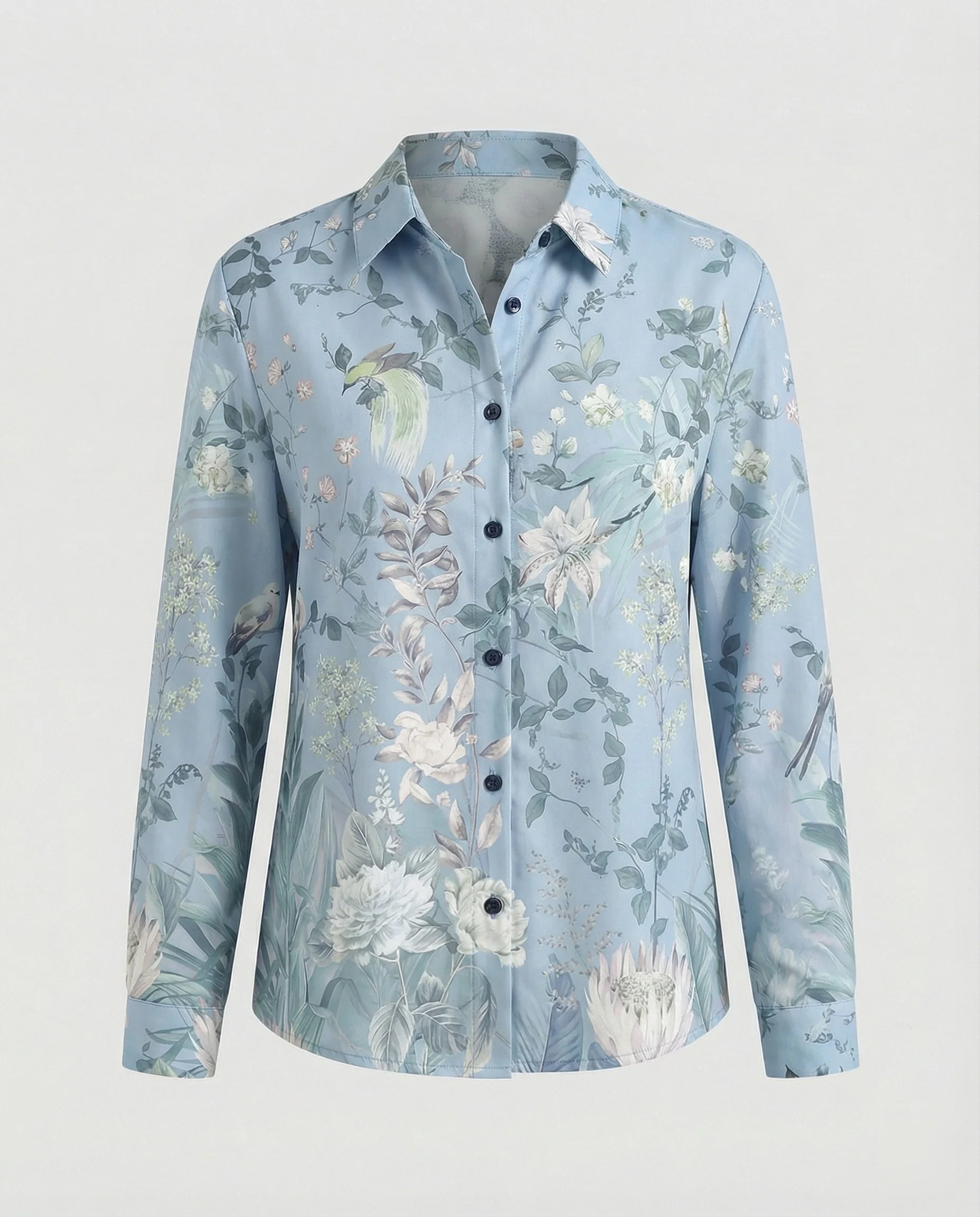 Leichte Hemdbluse Damen Aquarell Blumen - Image 7