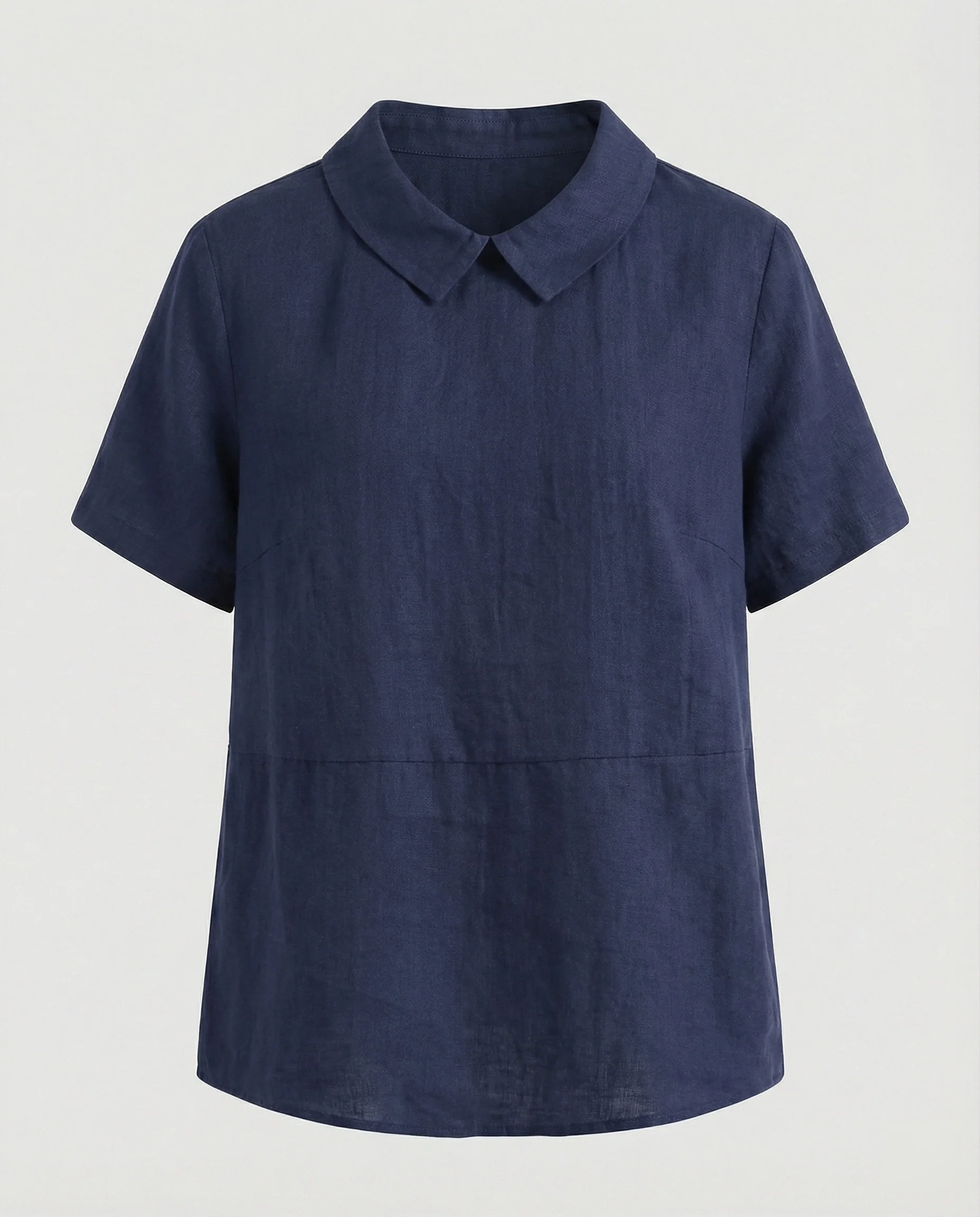 Damen Bluse Leinen Peter Pan Kragen - Image 12