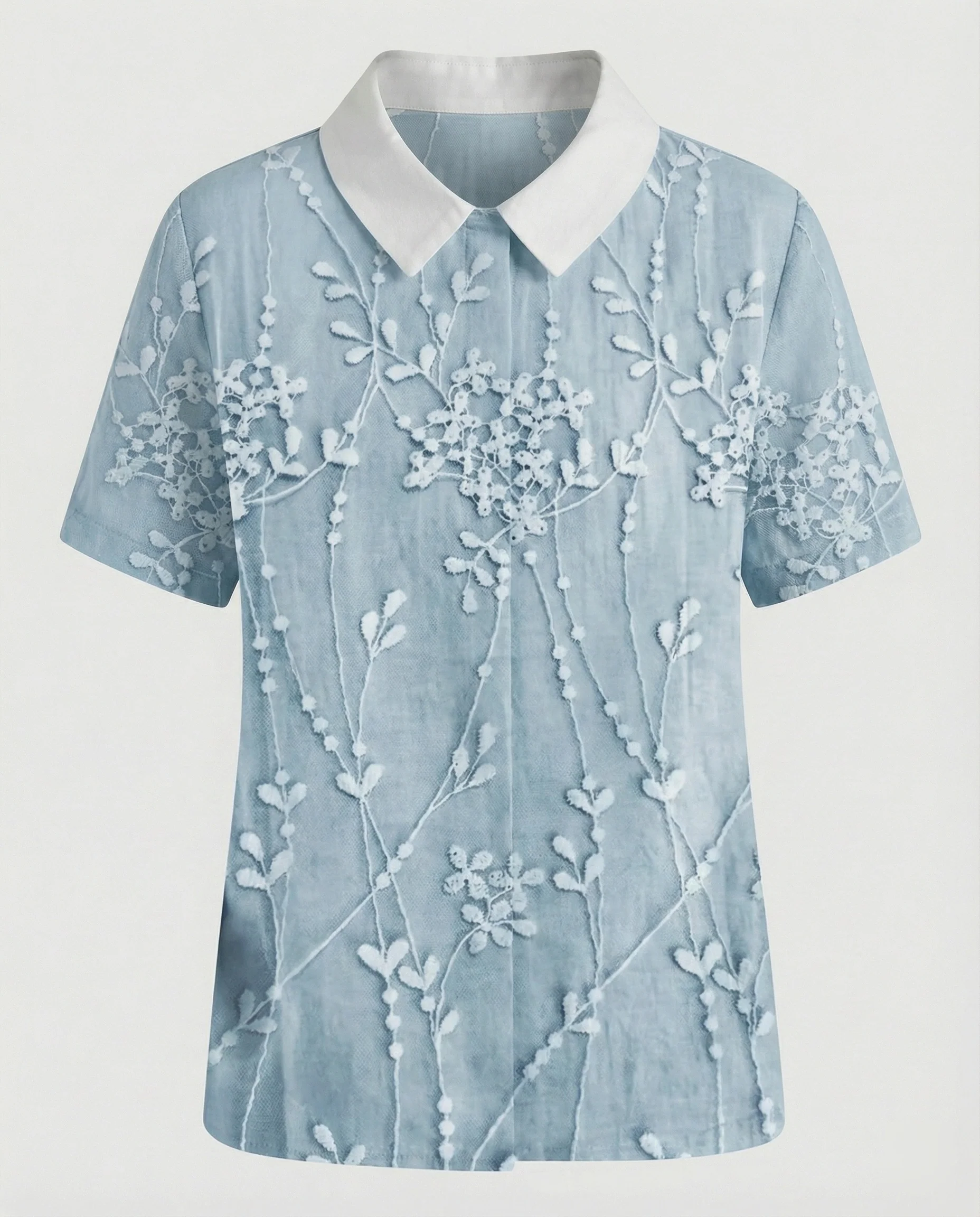 Damen Bluse Leinen Peter Pan Kragen - Image 20