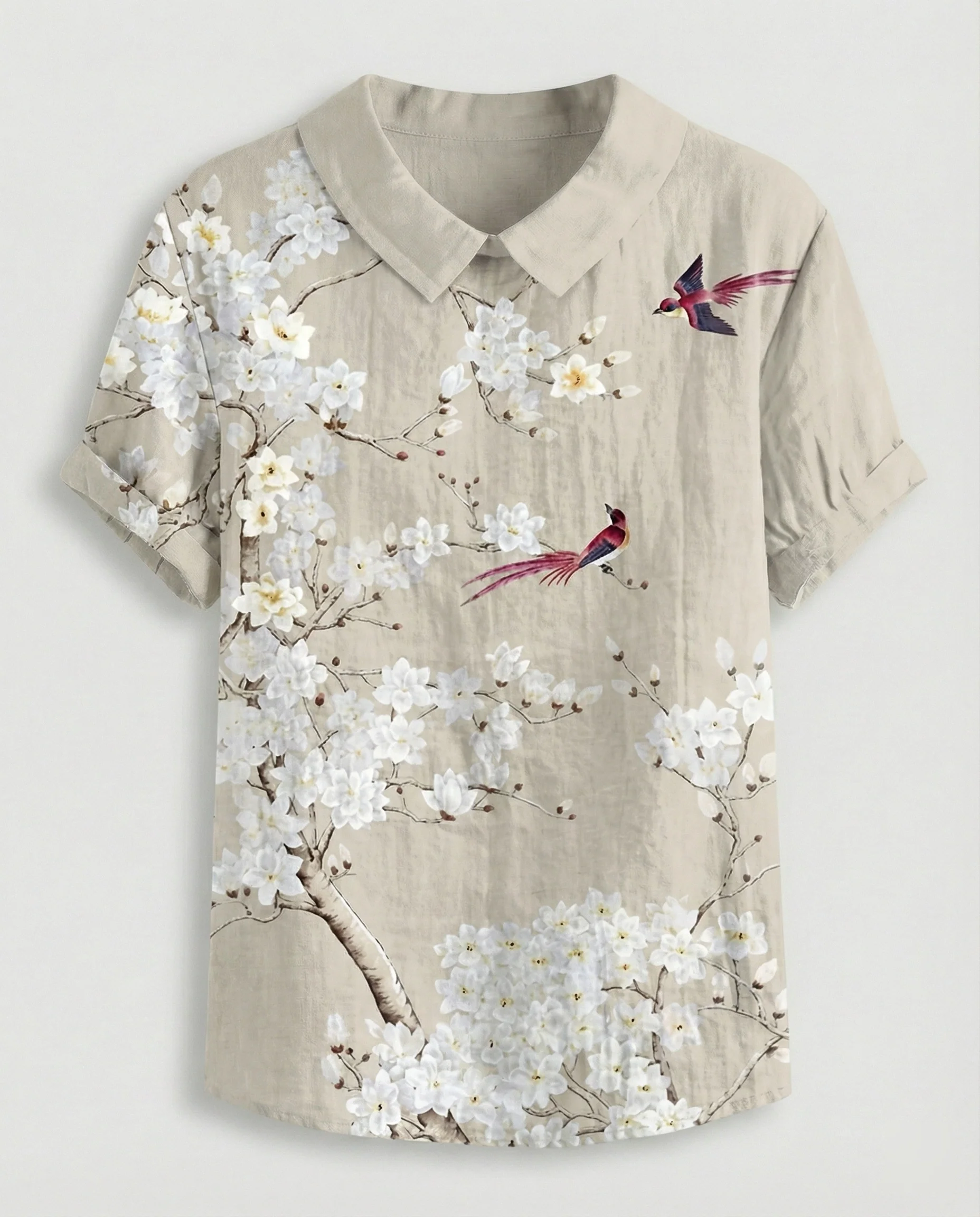 Damen Bluse Leinen Peter Pan Kragen - Image 30