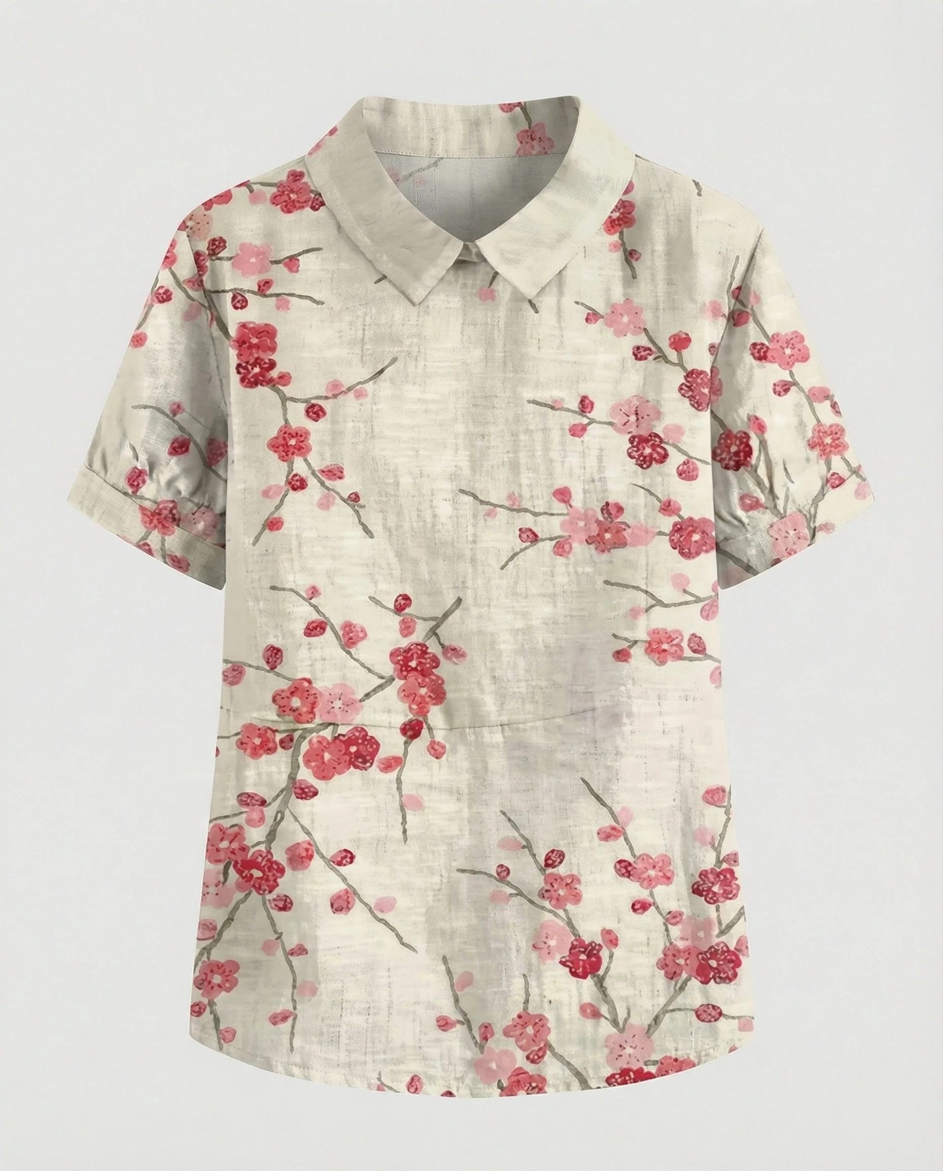 Damen Bluse Leinen Peter Pan Kragen - Image 5