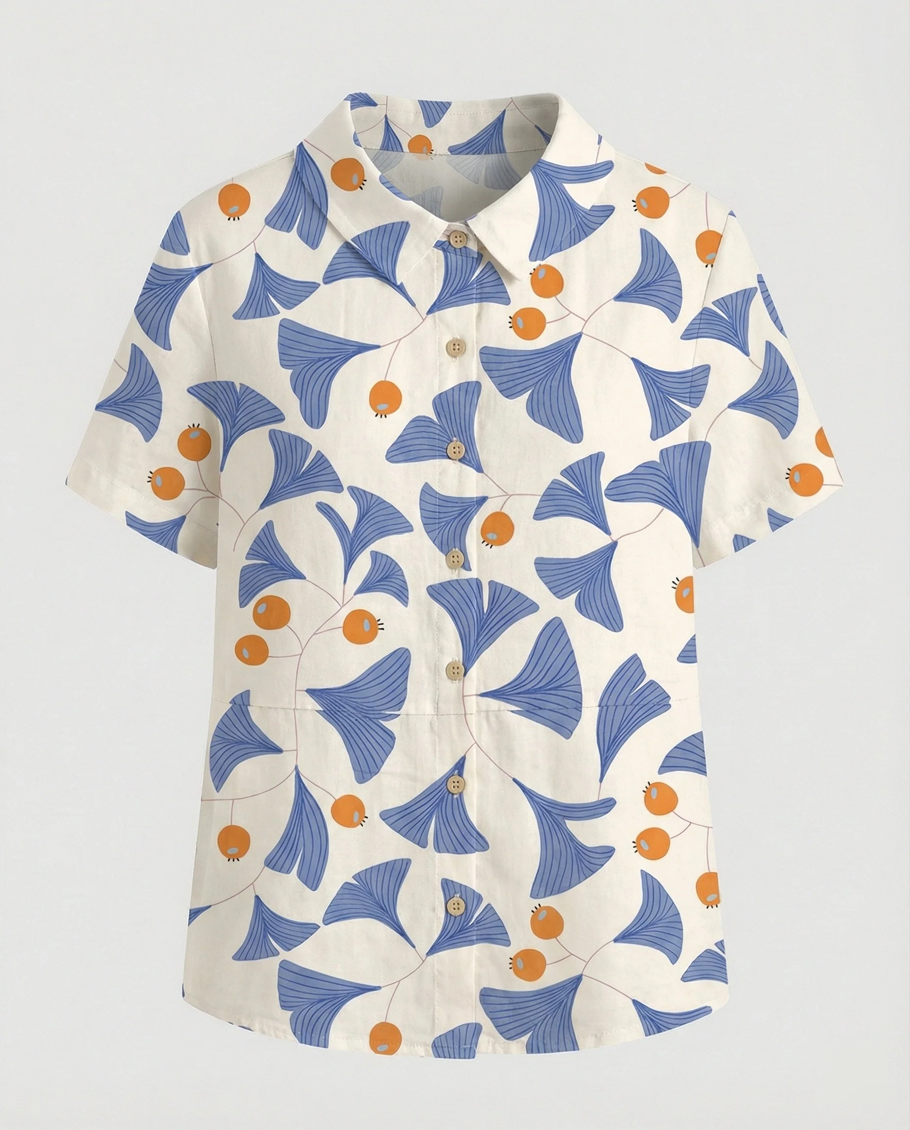 Damen Bluse Leinen Peter Pan Kragen - Image 6