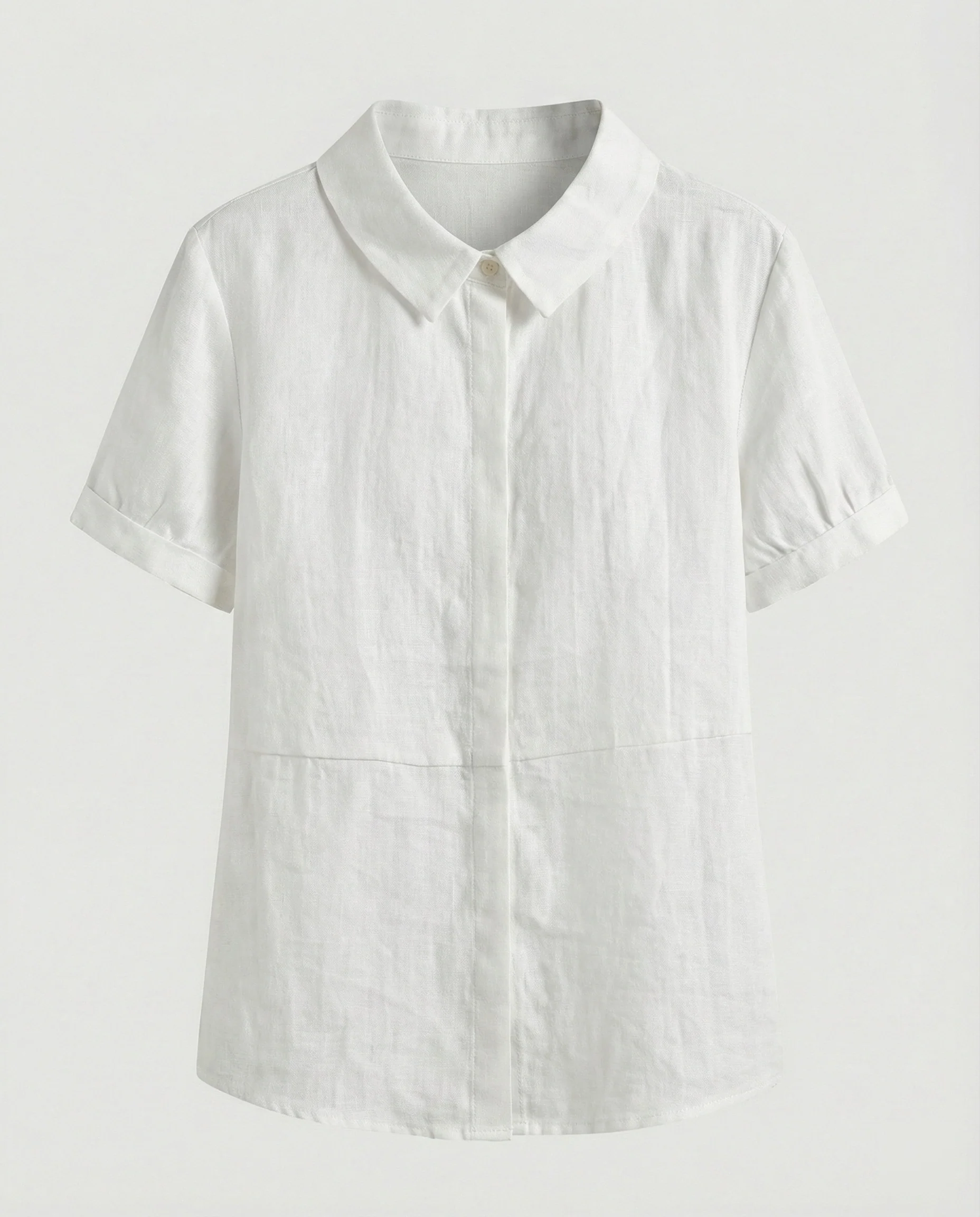 Damen Bluse Leinen Peter Pan Kragen - Image 8