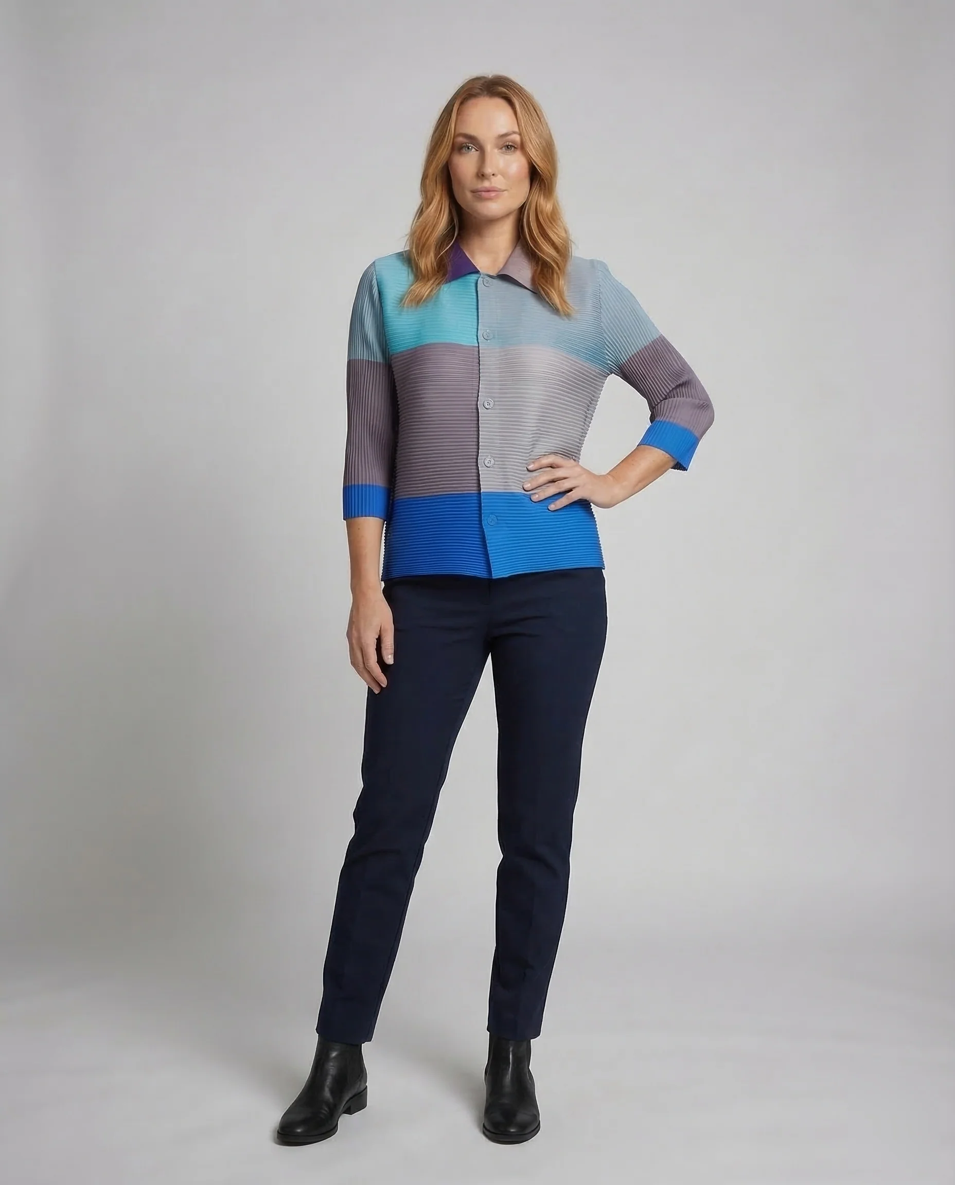 Damen Hemdjacke Plissee - Image 2