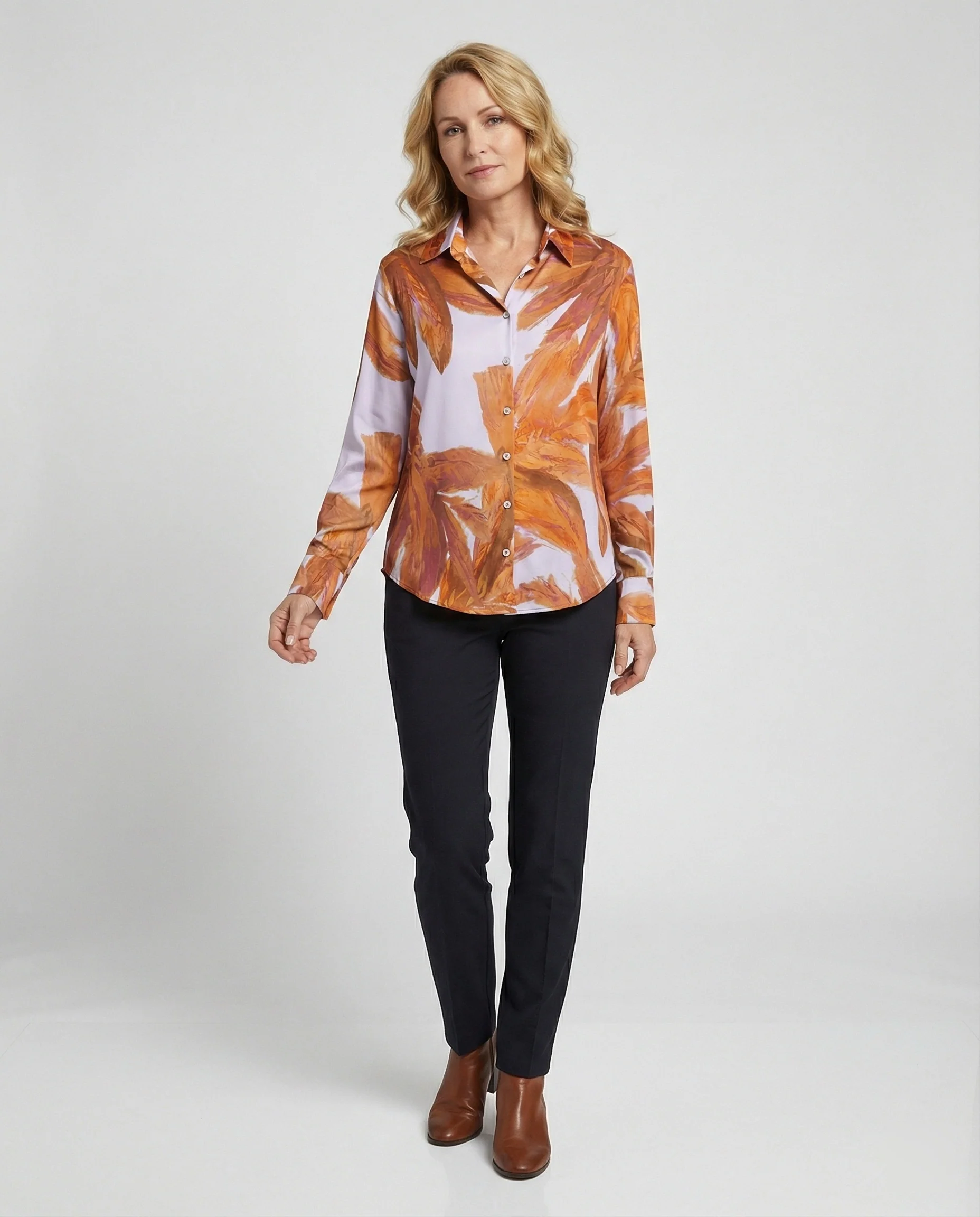 Satinbluse Mit Pinselprint Damen - Image 5