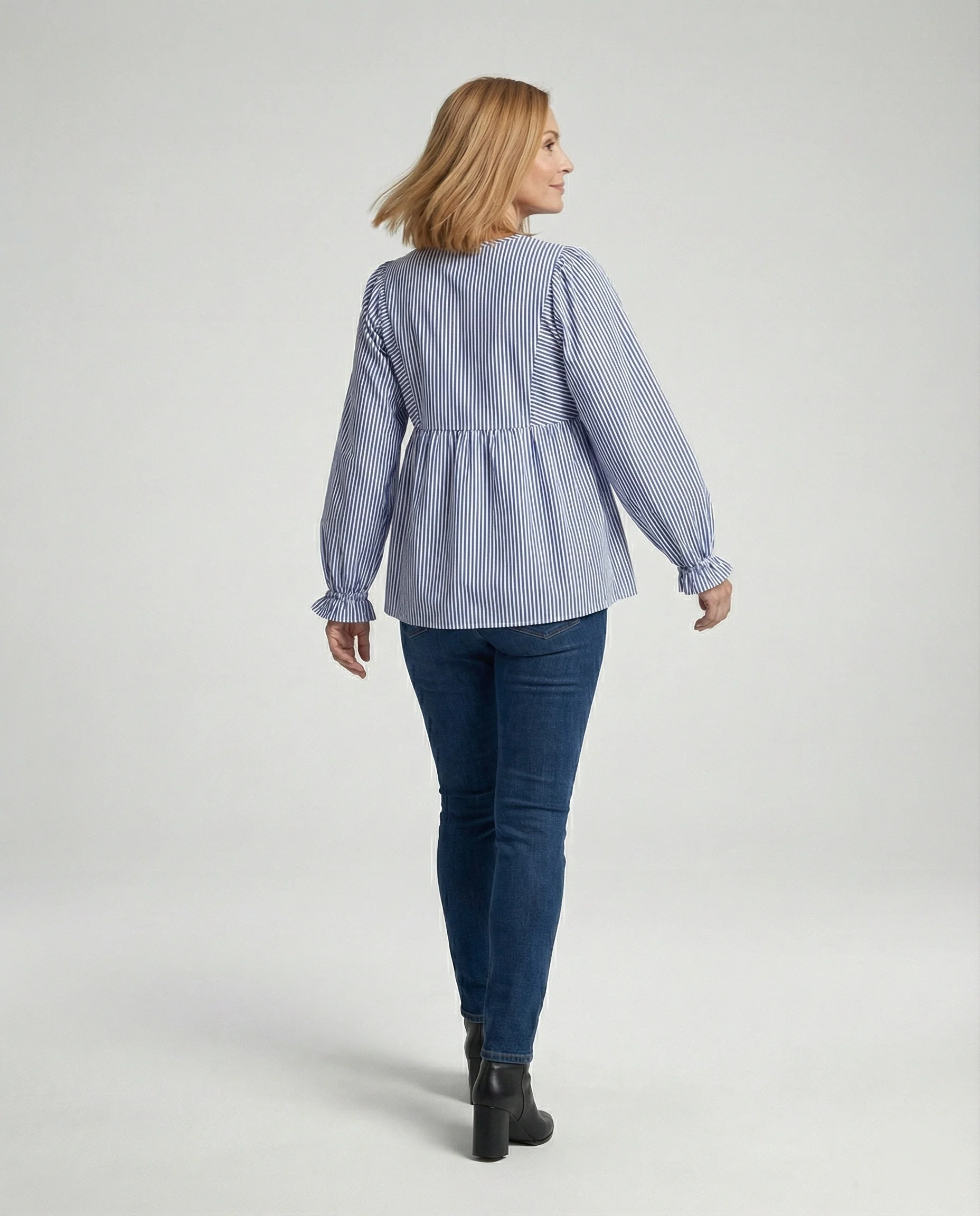 Damen Bluse Babydoll Streifen - Image 2